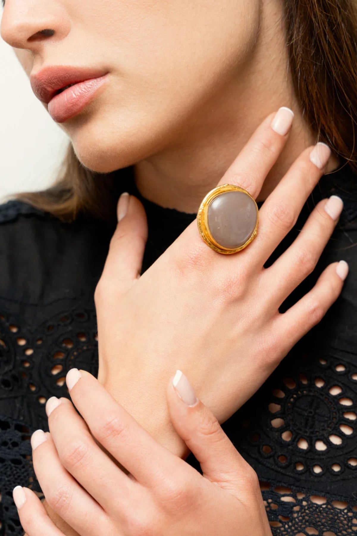Macaron Ring - Purple Moonstone