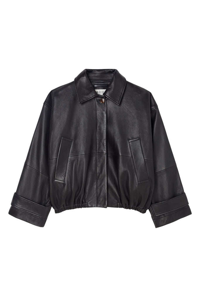 Leather blouson jacket