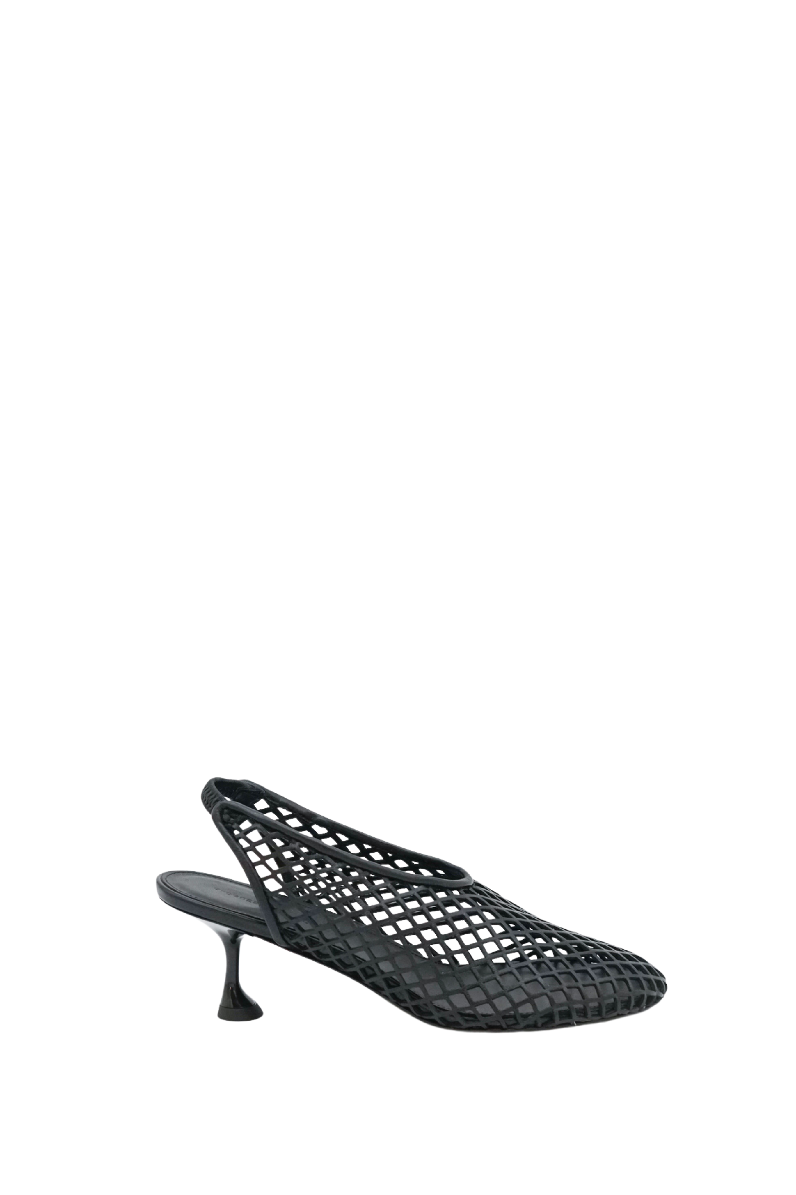 Tee Perforated Slingback Pumps in Black