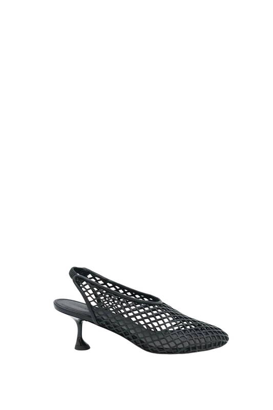 Tee Perforated Slingback Pumps in Black