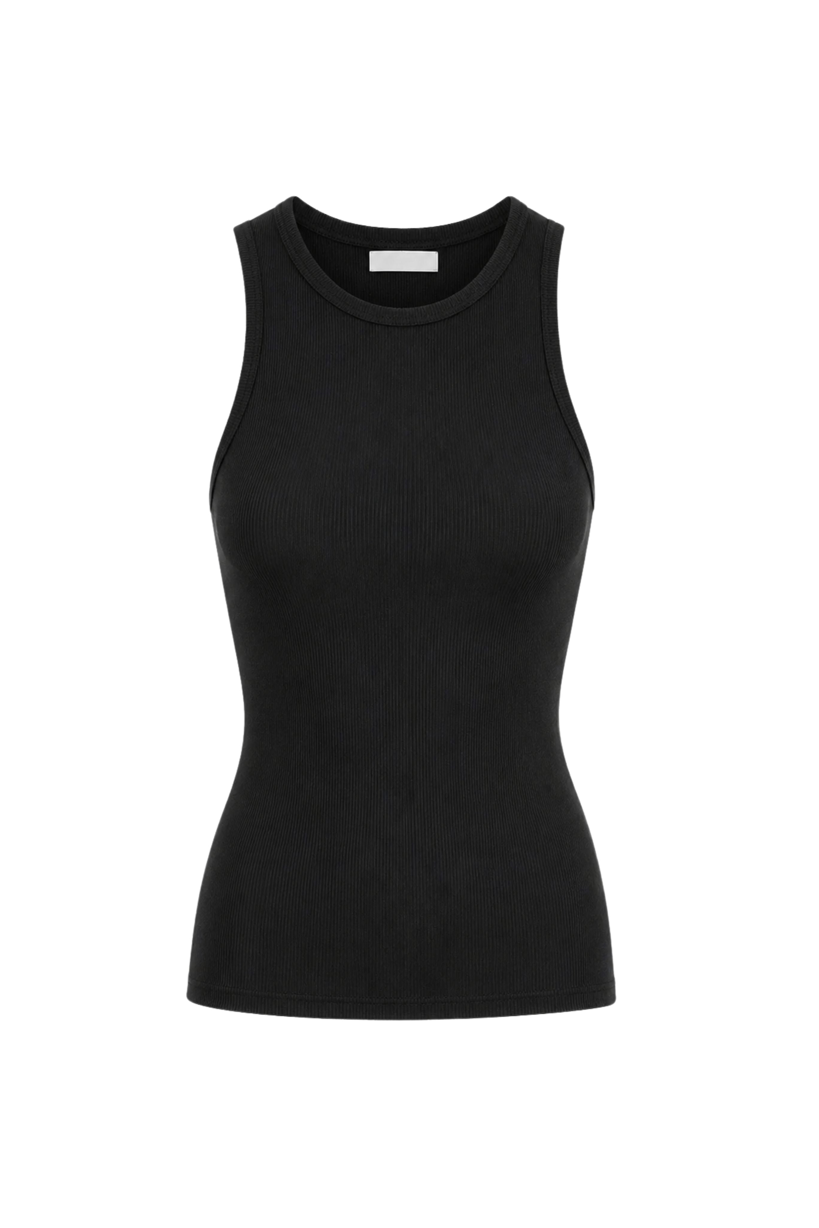 Circular Fine Rib T Tank - Black