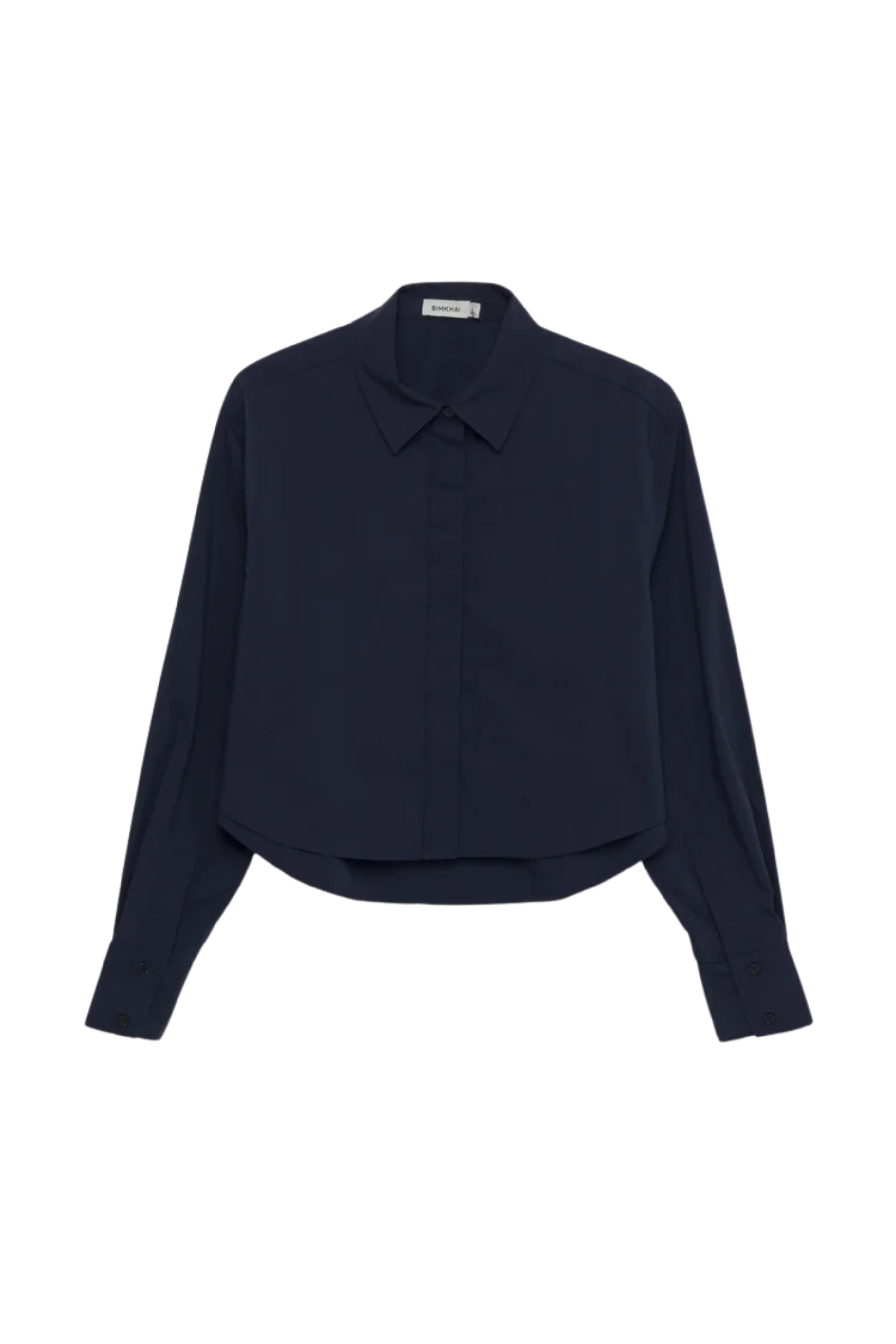 Renata Cropped Button Down Shirt in Midnight