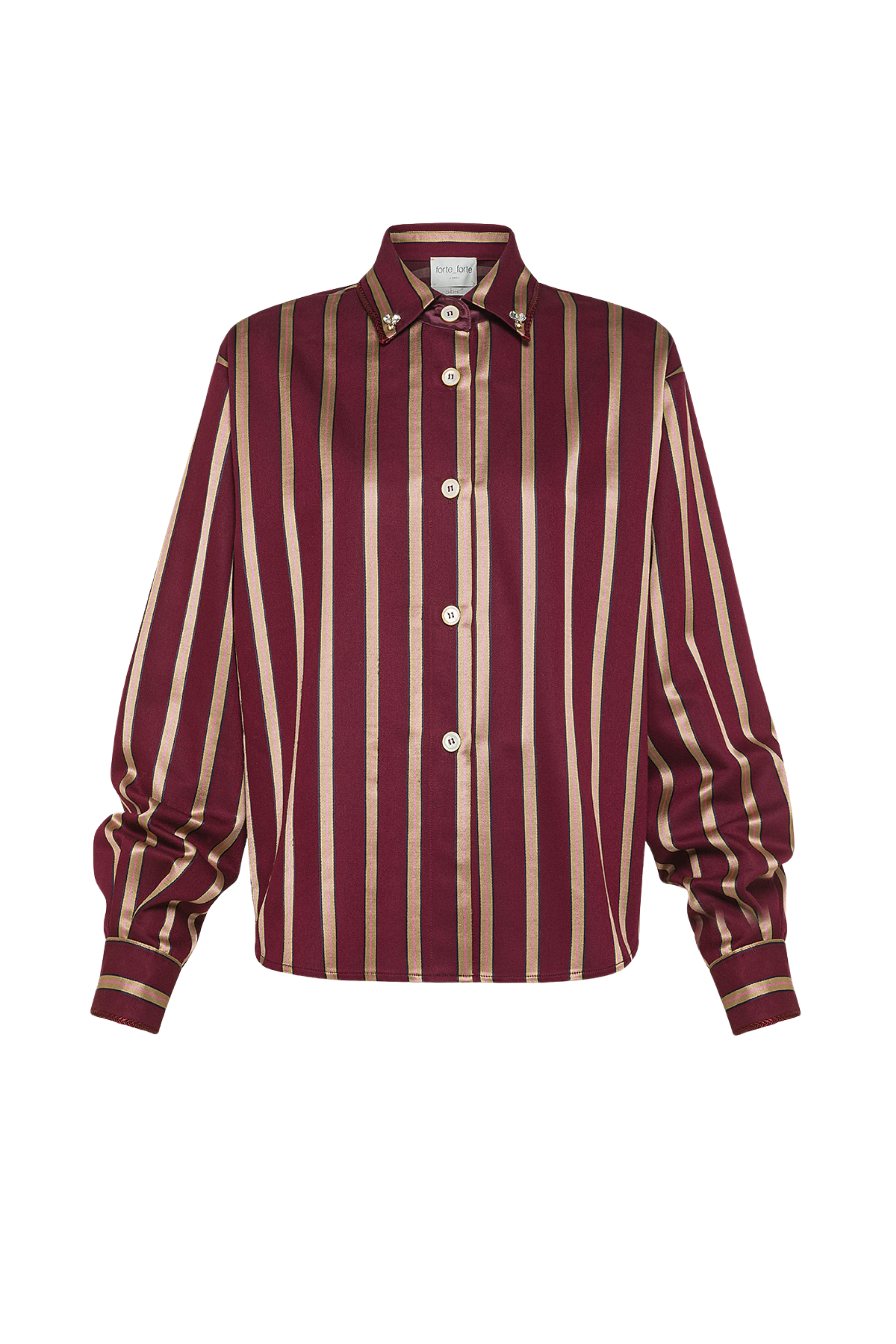 FORTE FORTE Cropped Stripe Satin Shirt