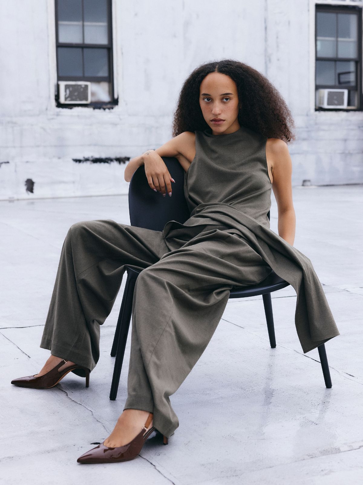 Cozy Flannel Triple Pleat Pant - Army Green