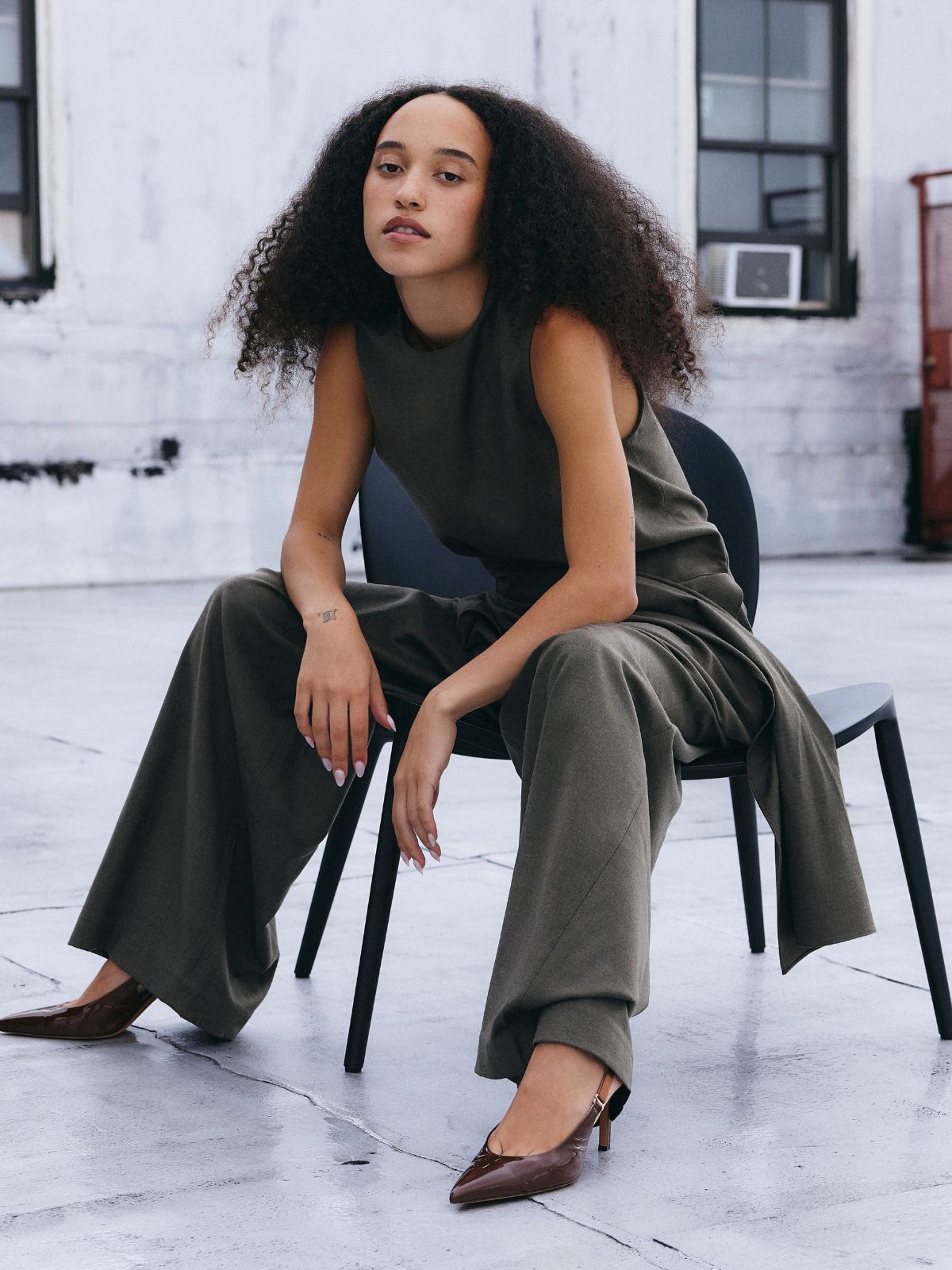 Cozy Flannel Asymmetrical Sleeveless Top - Army Green