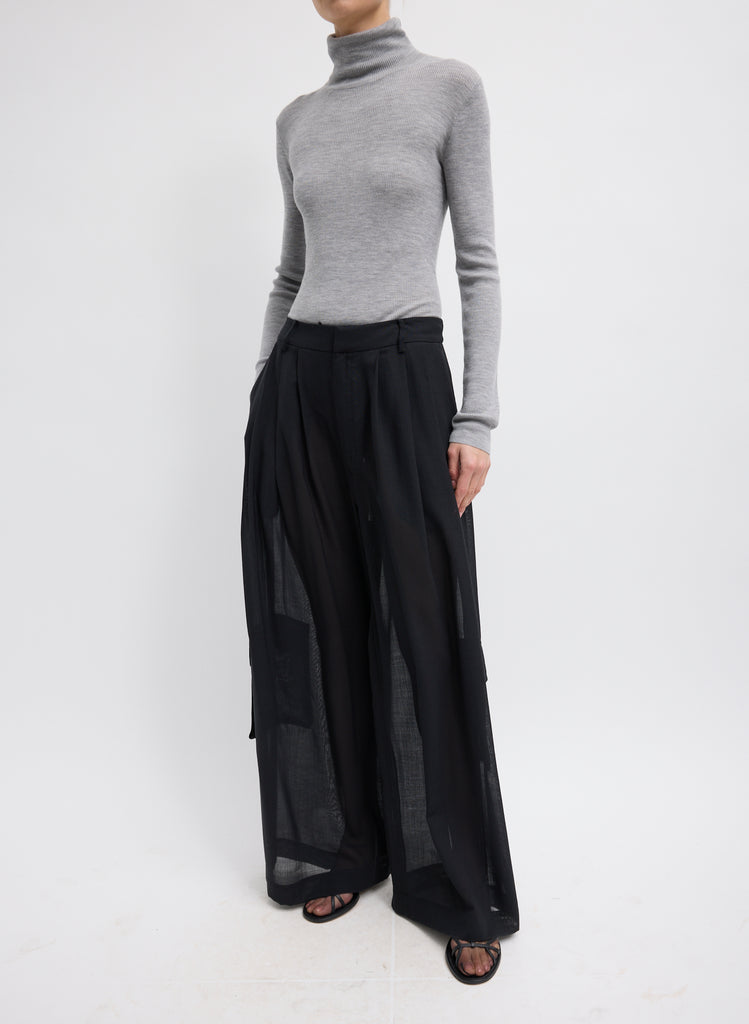 SHEER WOOL GAUZE TRIPLE PLEAT PANT