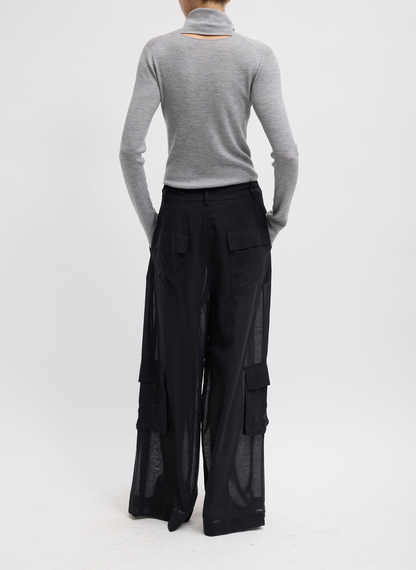 SHEER WOOL GAUZE TRIPLE PLEAT PANT
