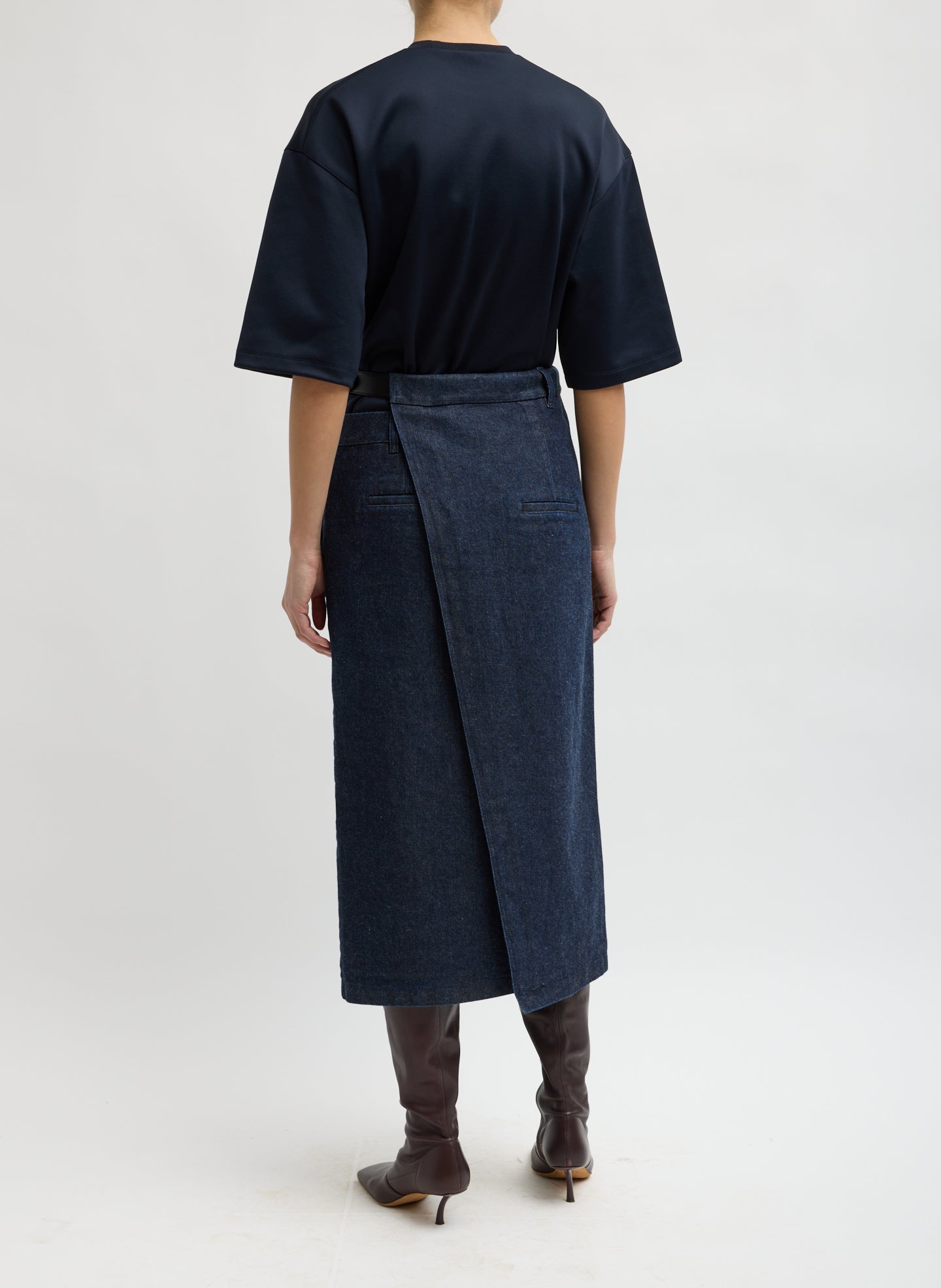 INDIGO DENIM DOUBLE APRON SKIRT