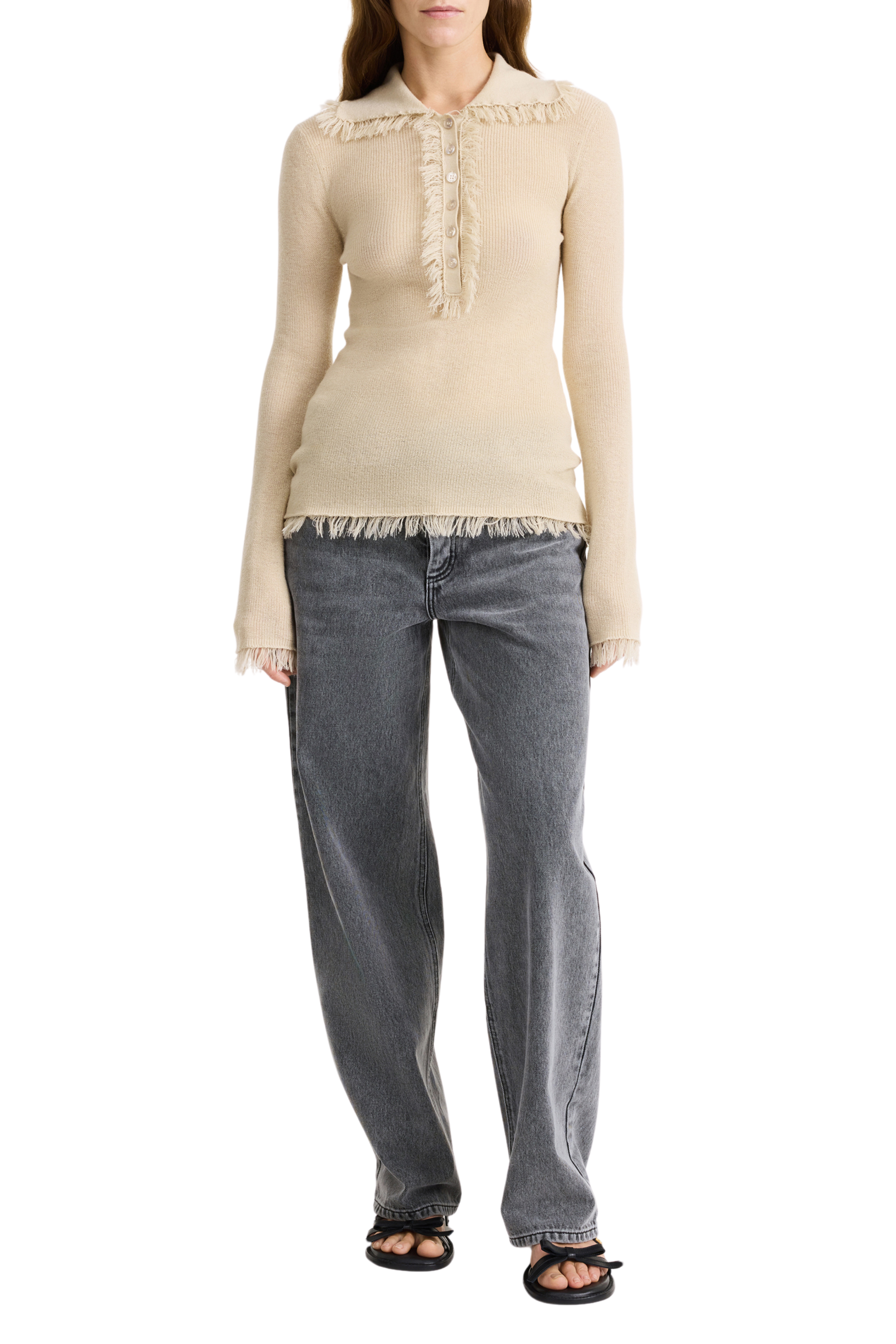 BY MALENE BIRGER Beige Oyster Dreele Knit Top