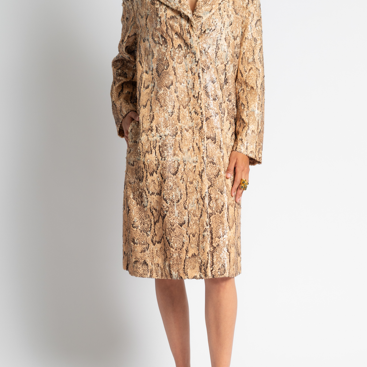 コート Dries Van Noten Ricca Emb Long Coat Dries Van Noten Ricca Embroidered Coat in Beige – Hampden