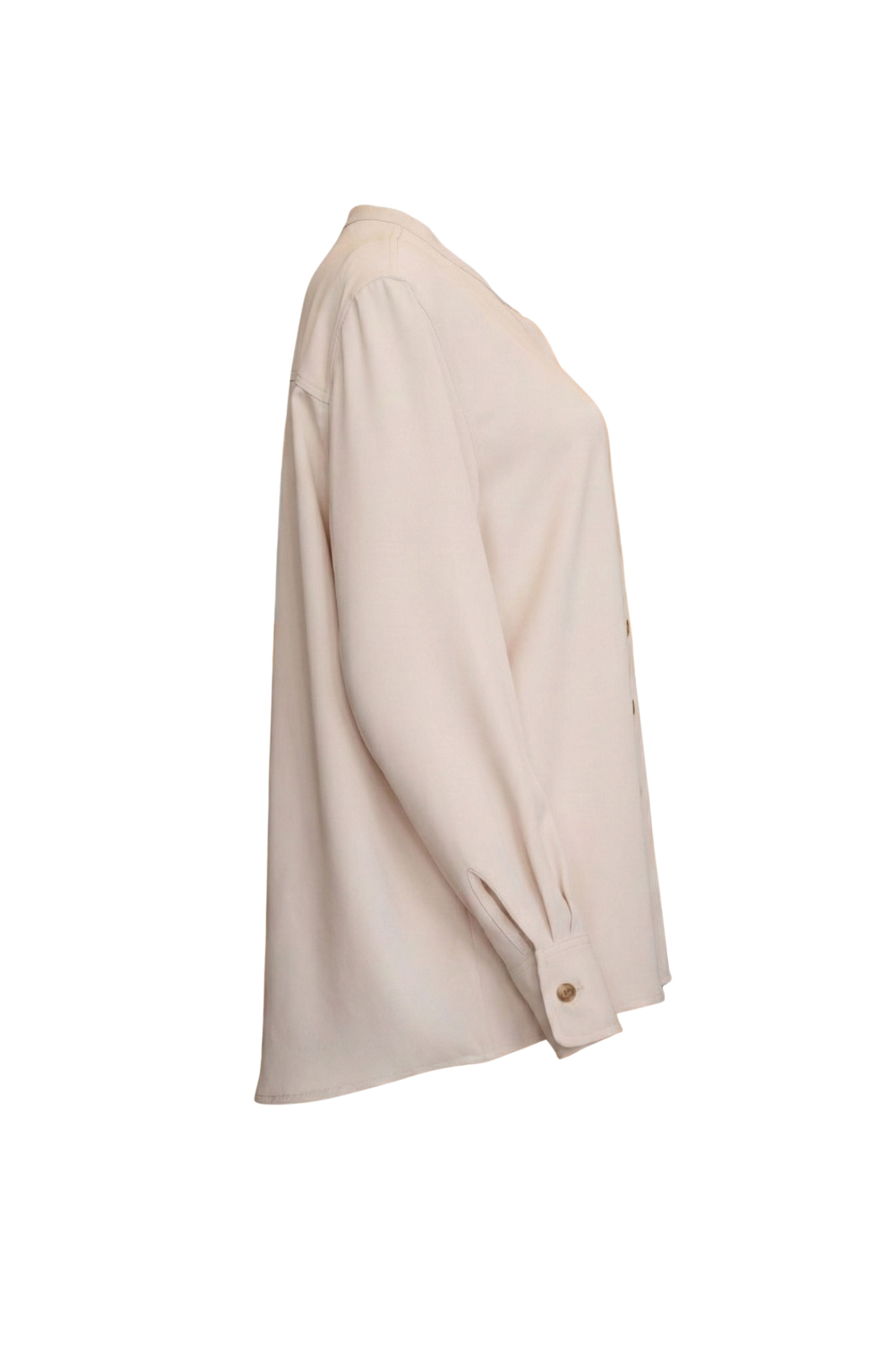 Collarless Button Down - Sand