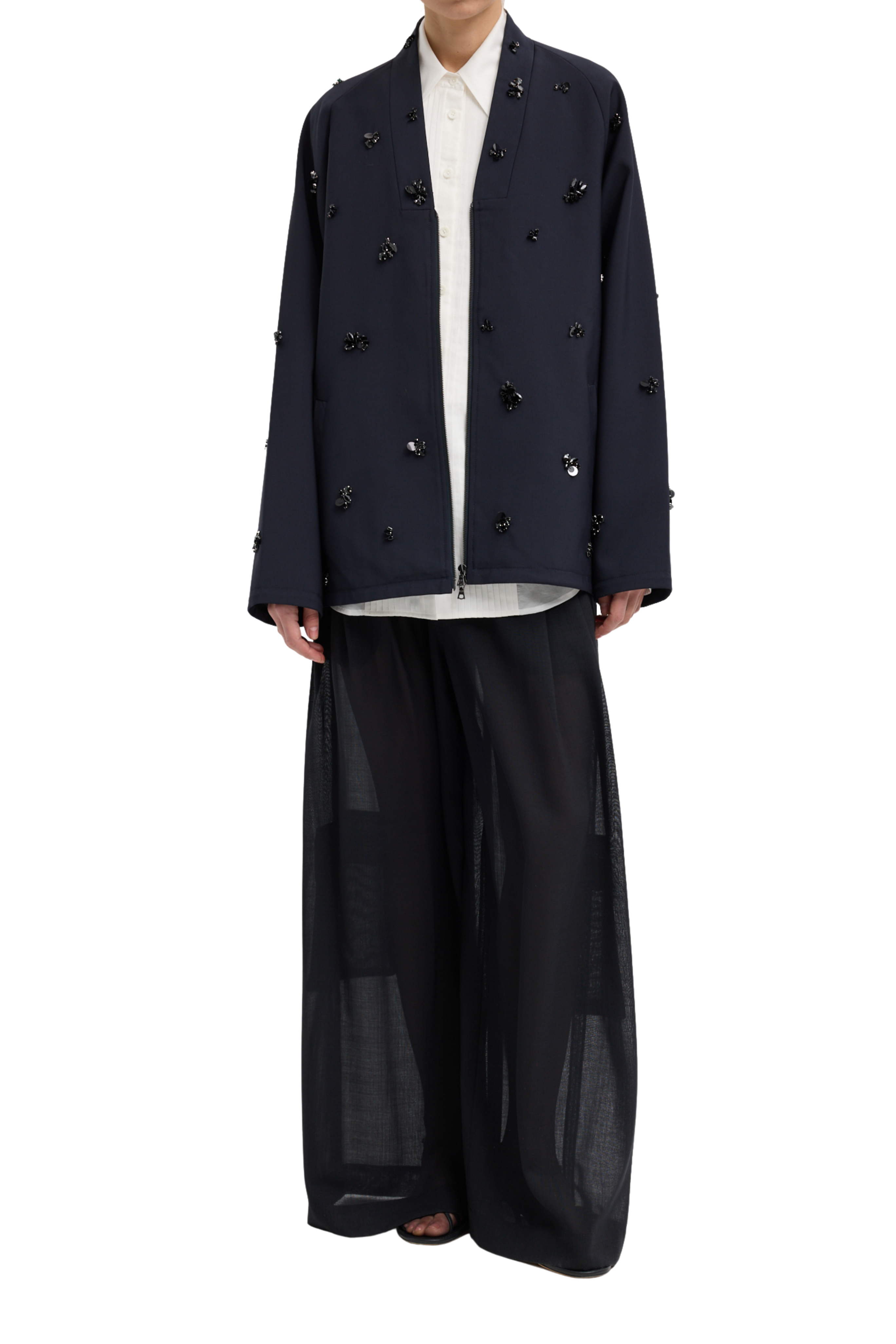 Tropical Wool Beaded Bomber