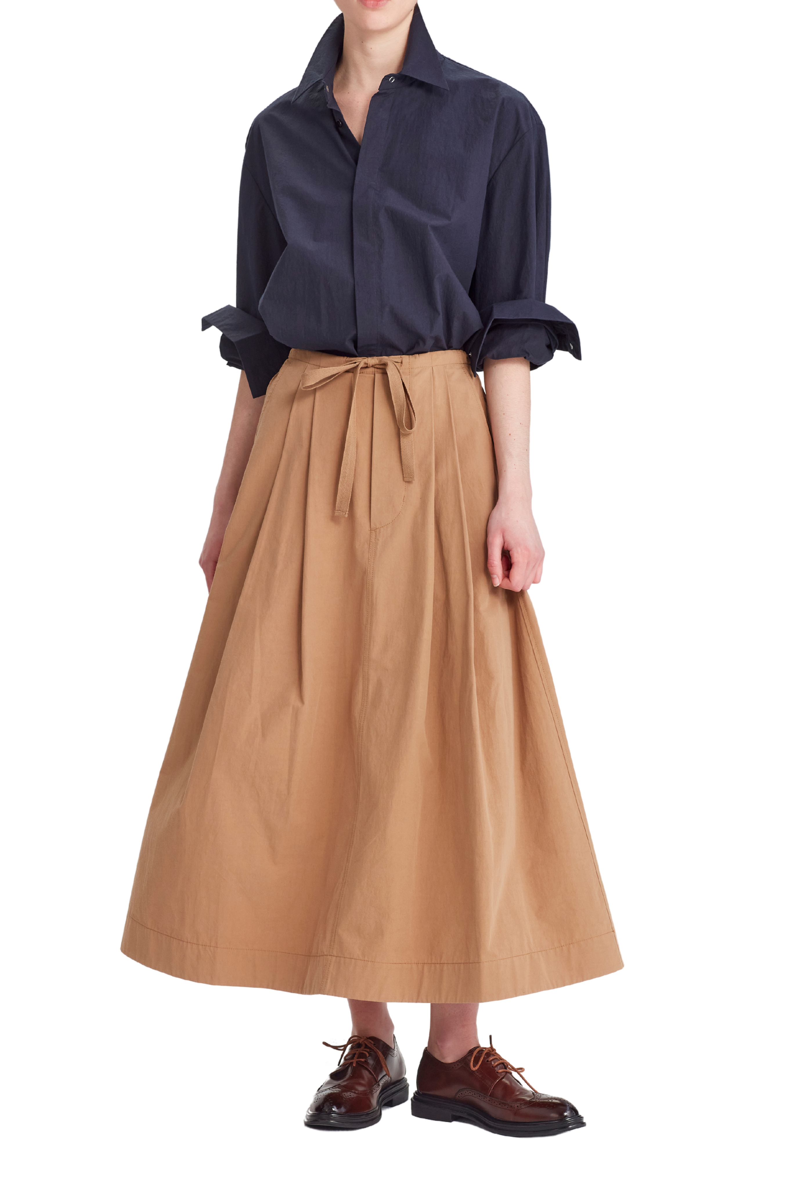 Pleated Twill Skirt