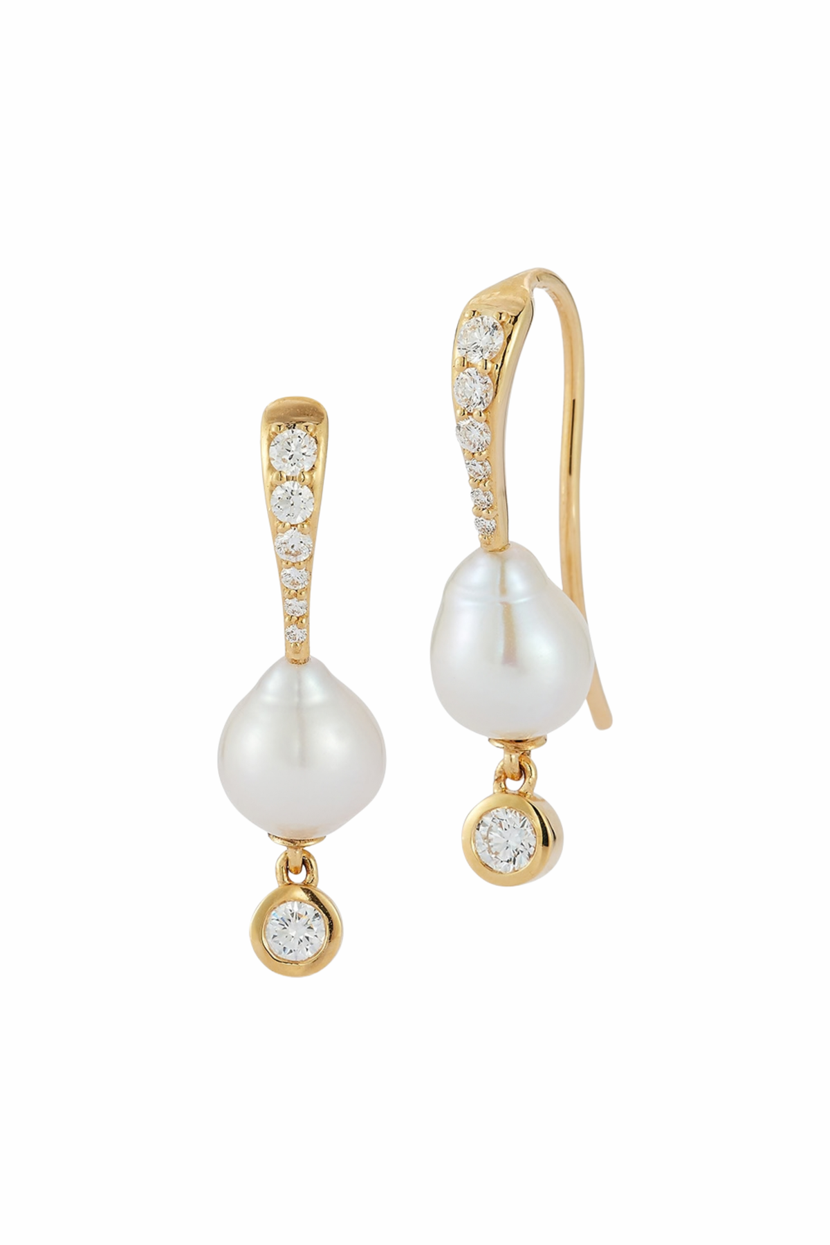 Dew Drop Earrings - Pearl and Diamond