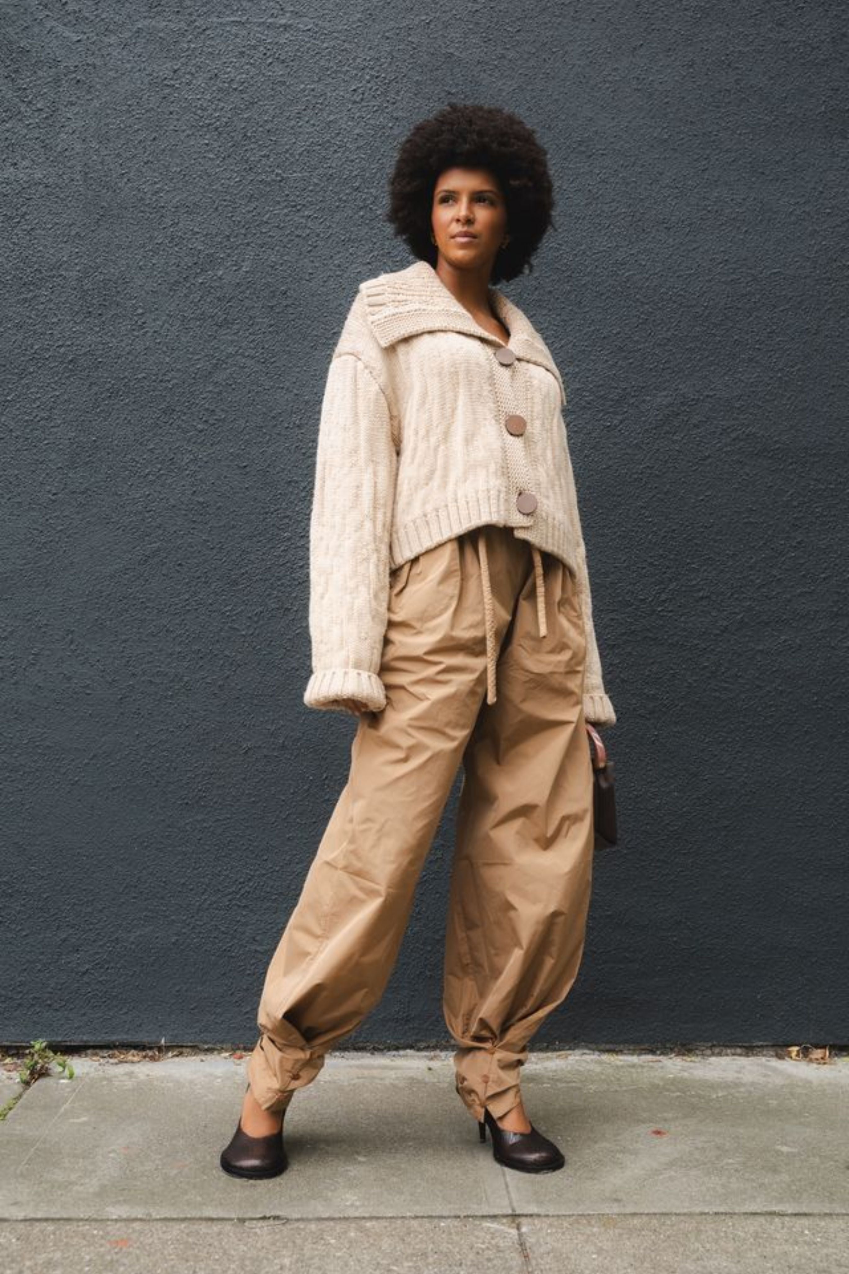 Wide Leg Trousers Pants in Tan