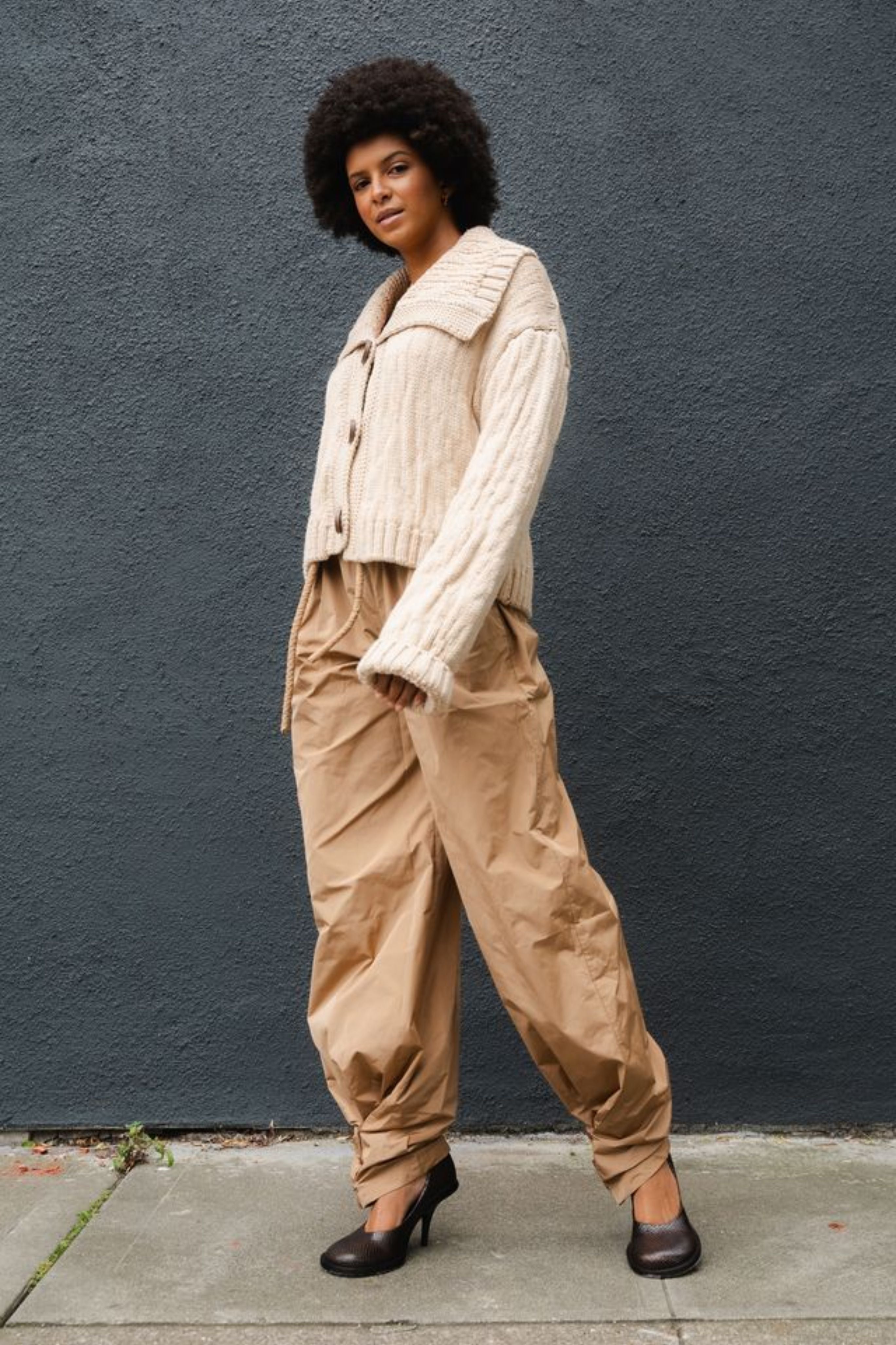 Wide Leg Trousers Pants in Tan