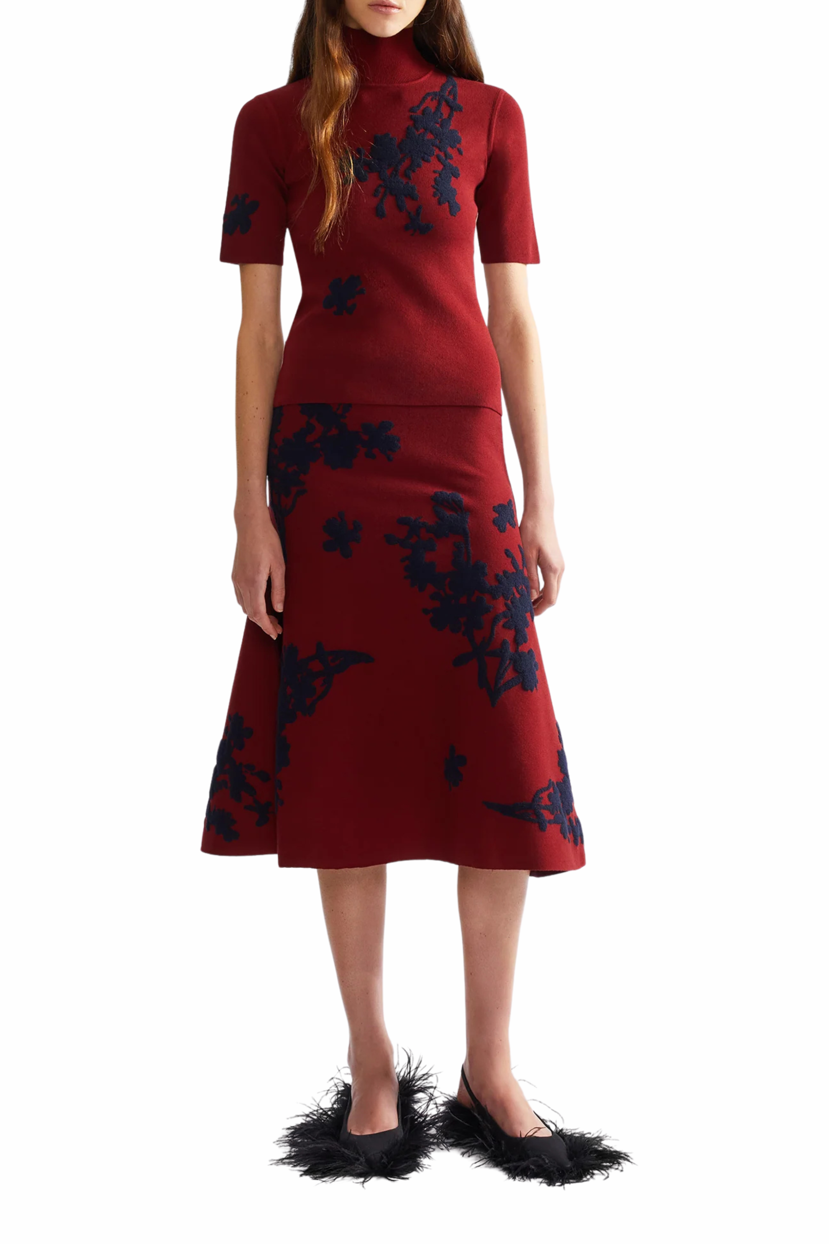 Jacquard Midi Knit Skirt