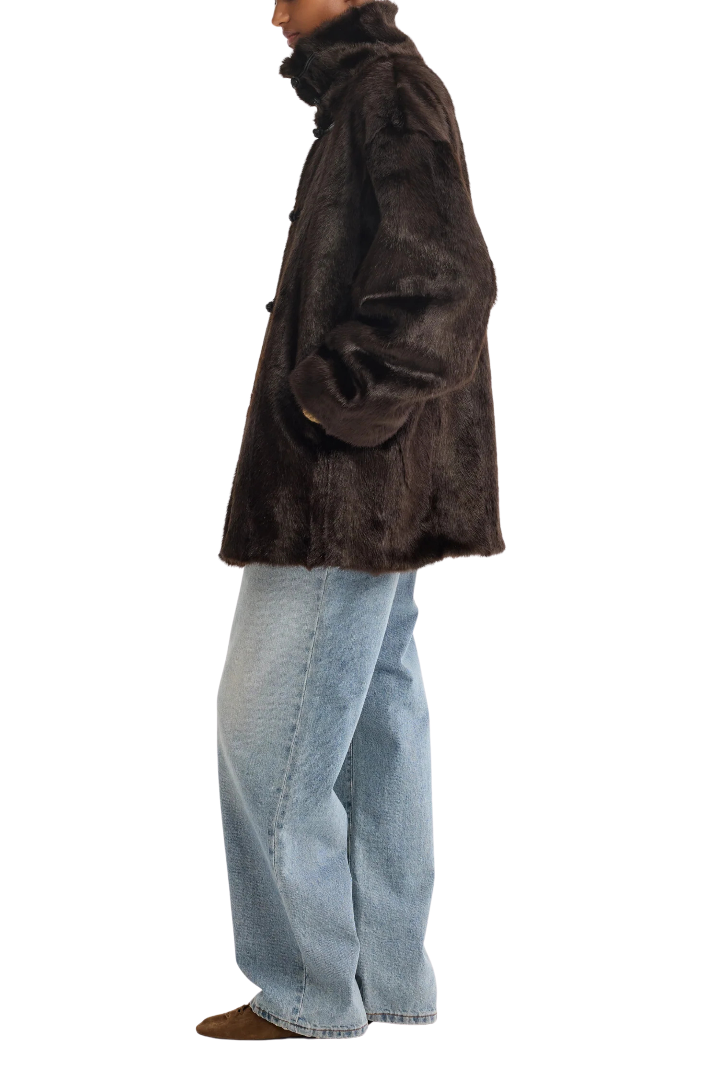 Mandarin Faux Fur Short Coat