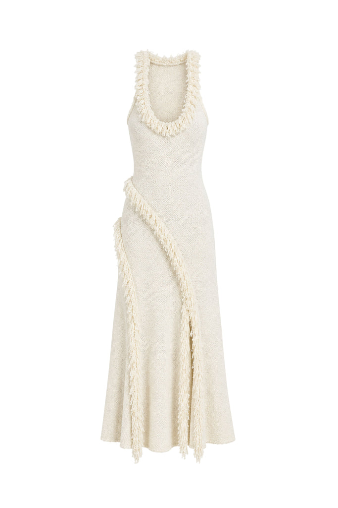 Nilo Dress in Textured Jacquard in Off White