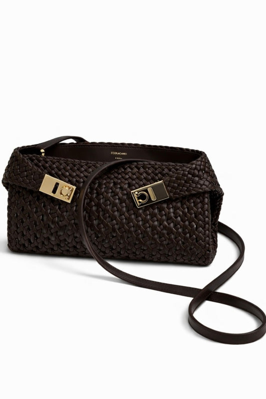 Hug Intreccio Crossbody Bag in Brown