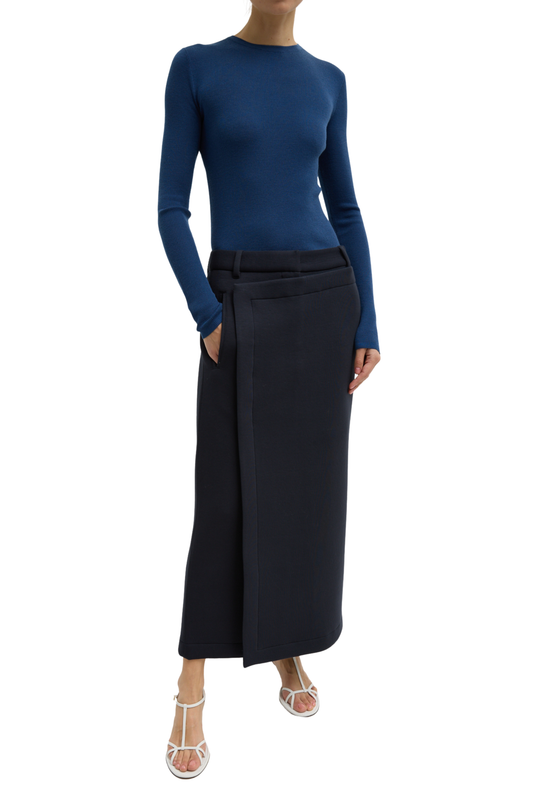 Bonded Viscose Maxi Wrap Skirt