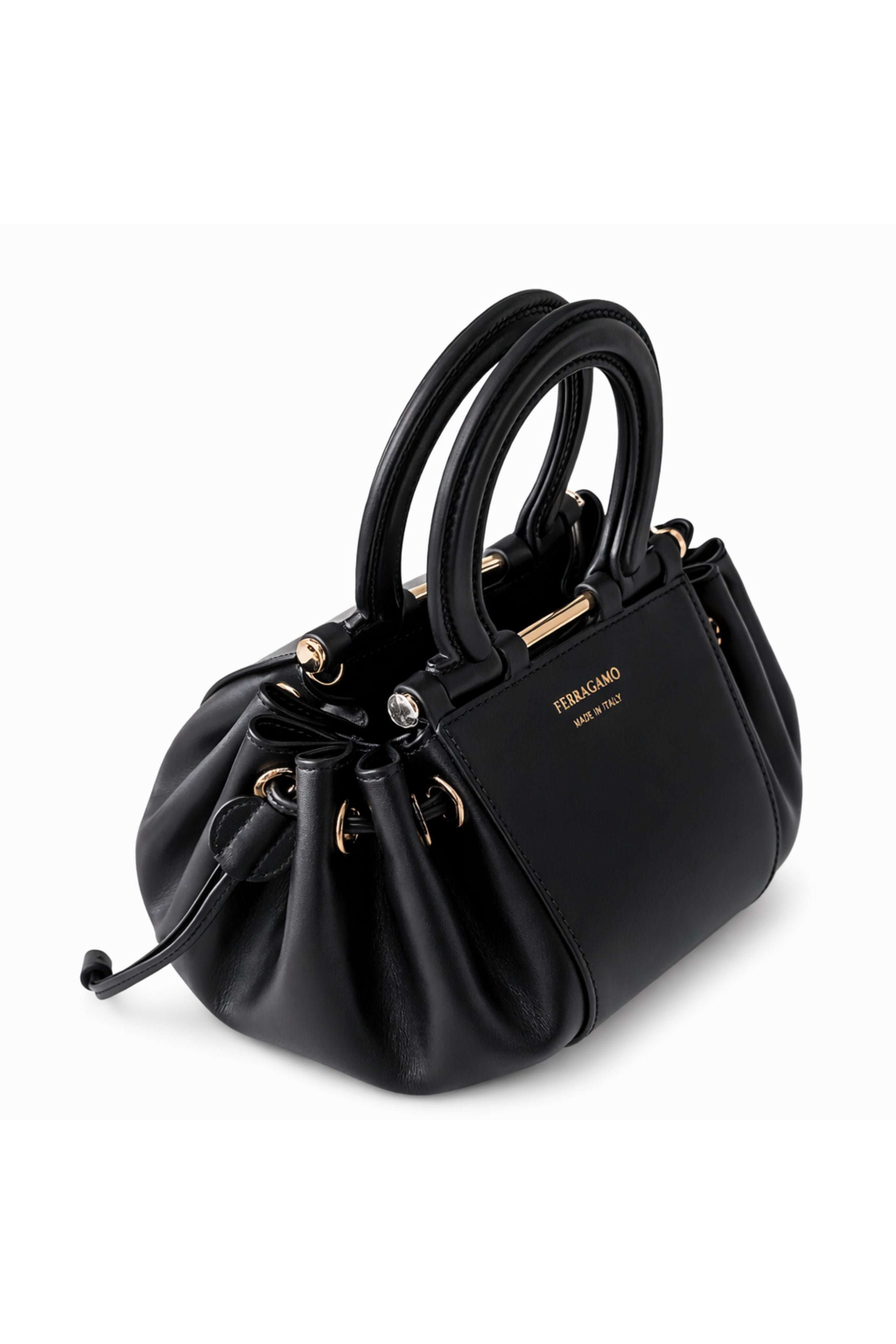 Gancio Handle Drawstring Bag