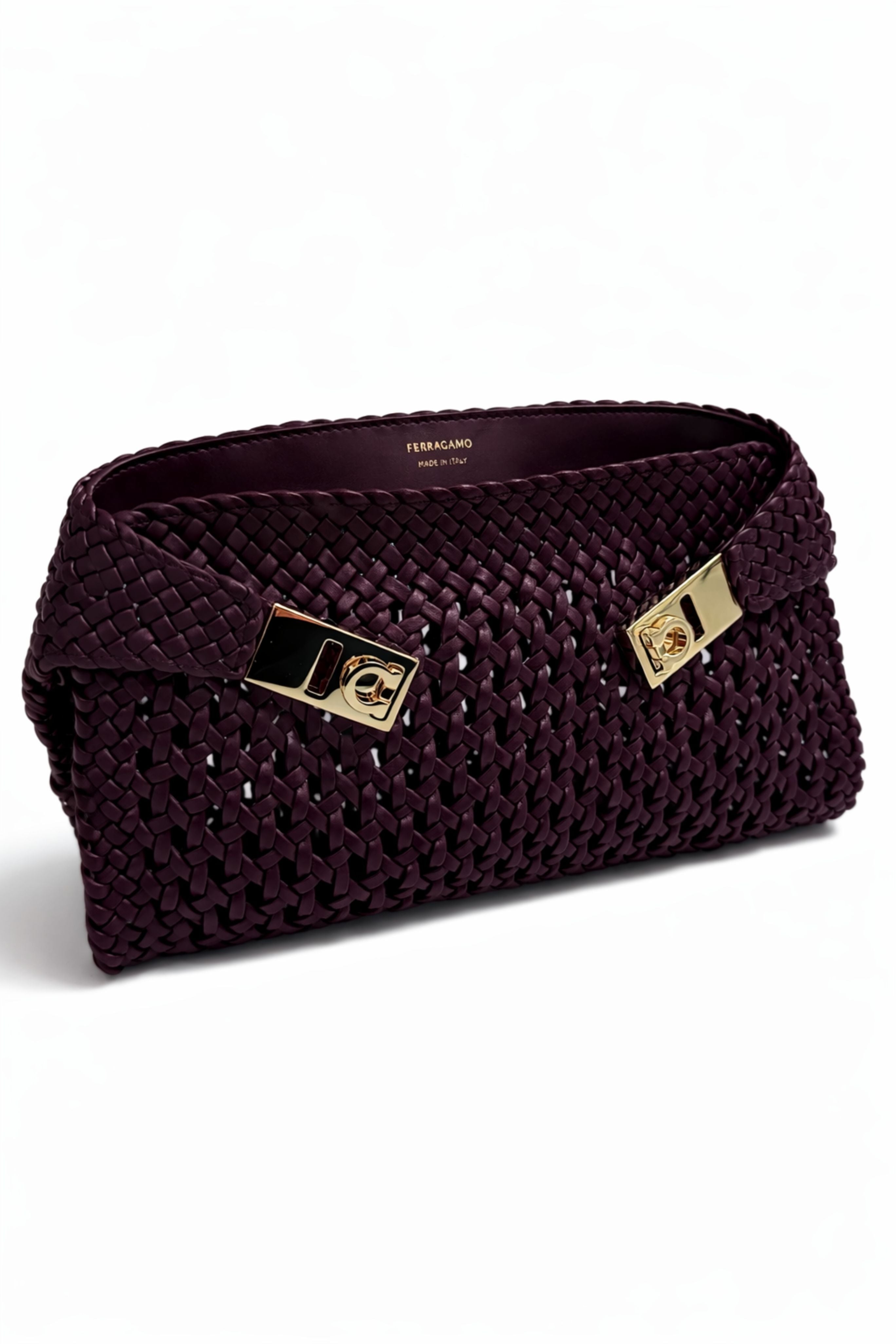 Hug Intreccio Crossbody Bag in Plum