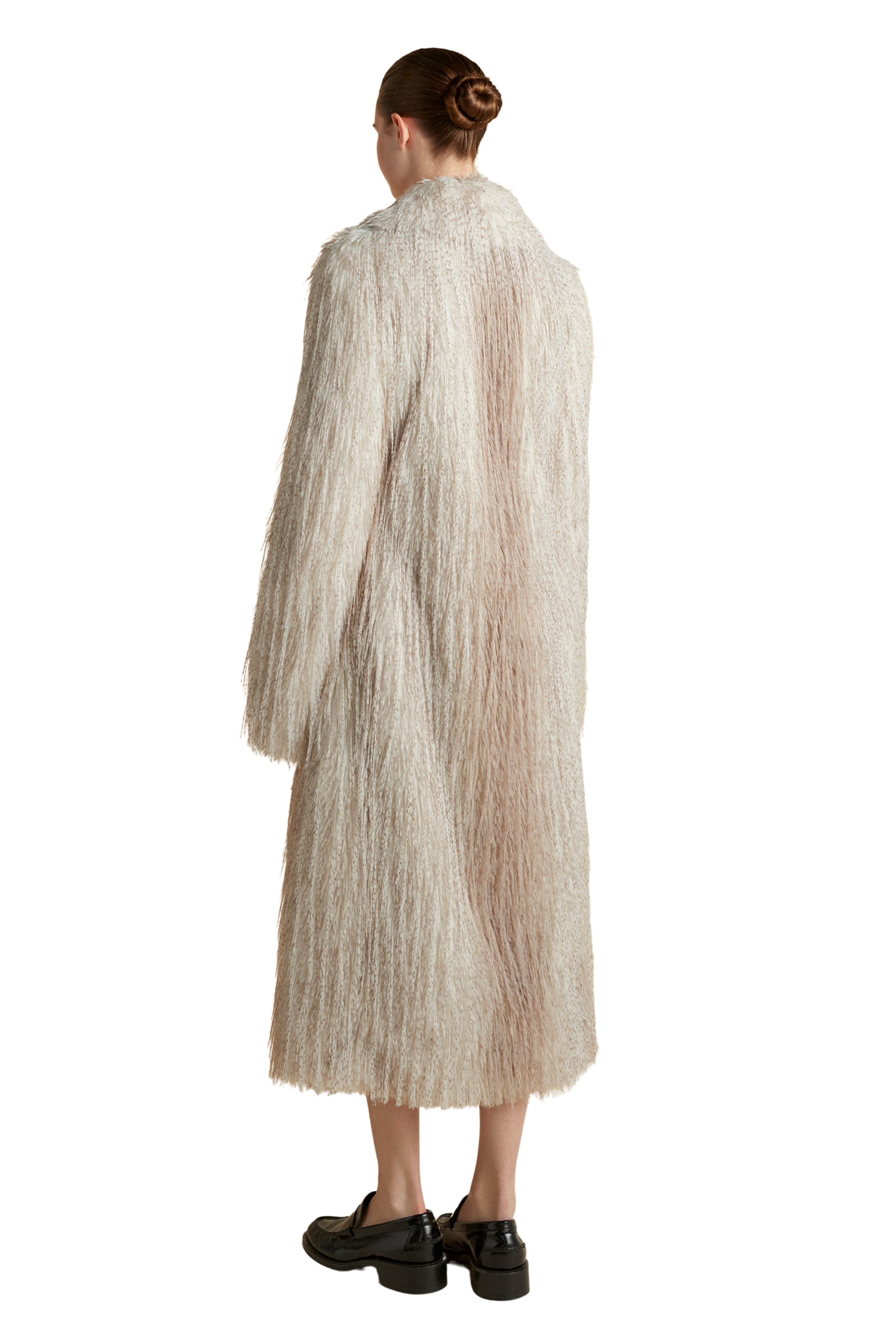 Faux Fur Coat with Shawl Collar