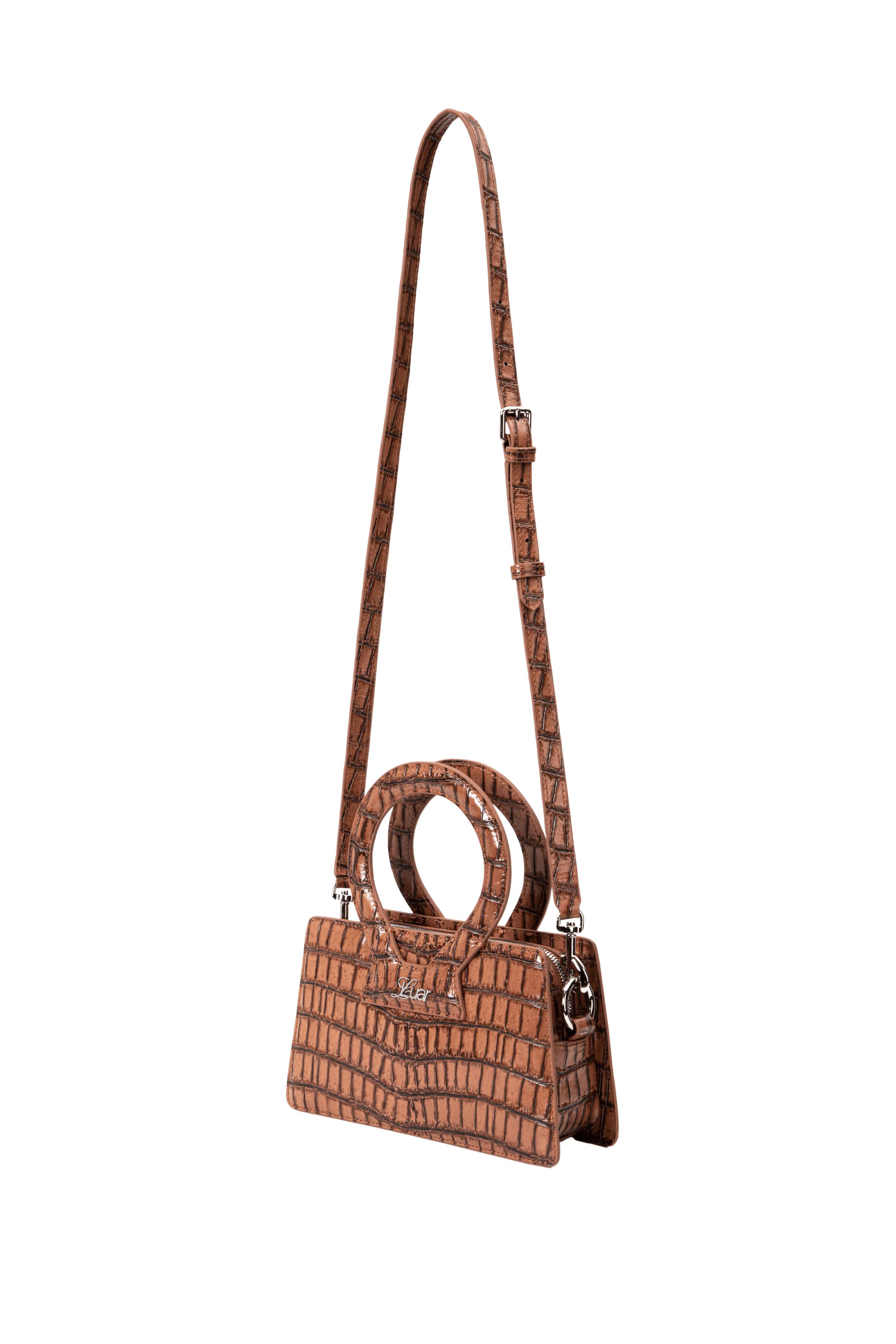 Ana Small Brown Croc Bag