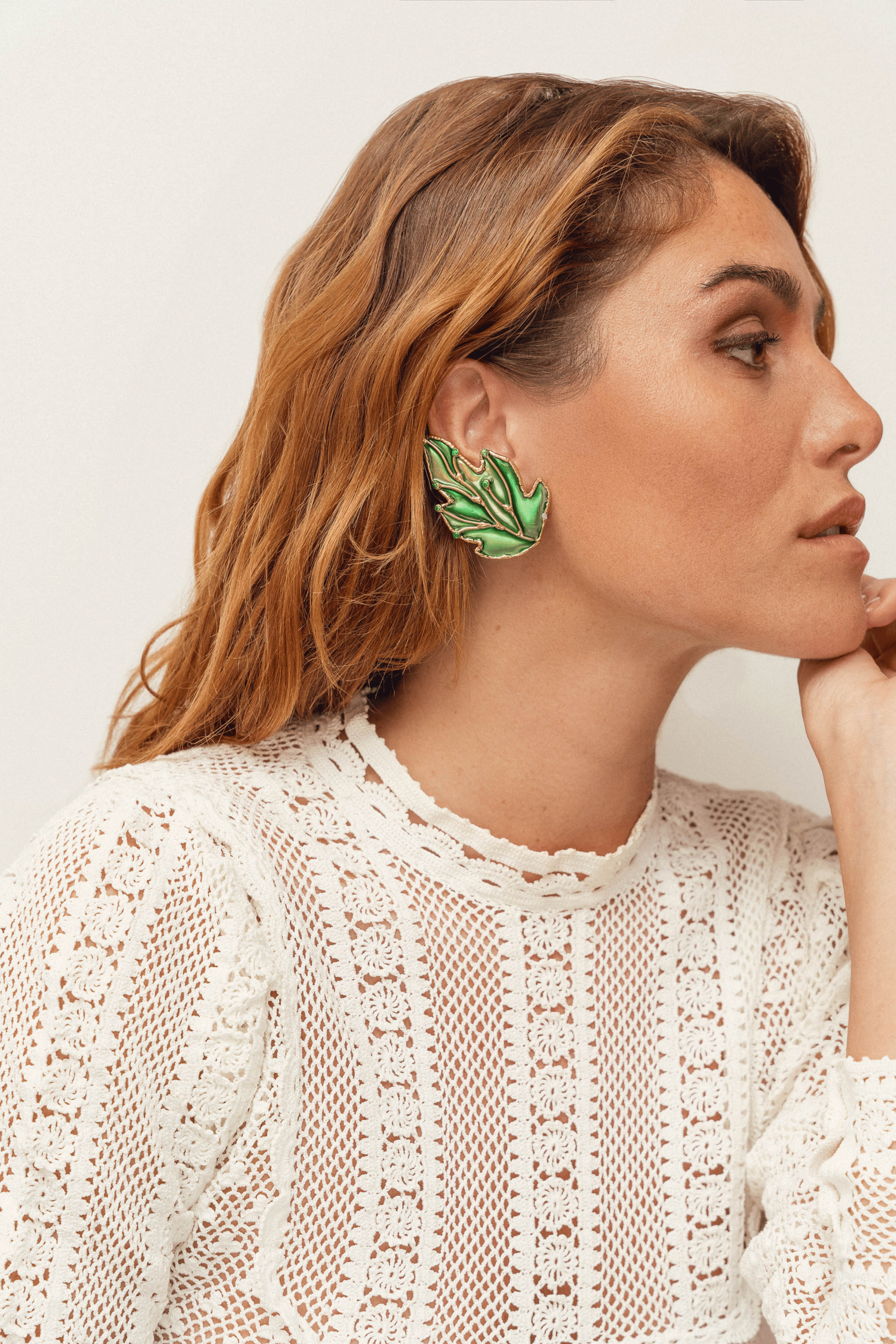 Botanica Green Leaf Earrings