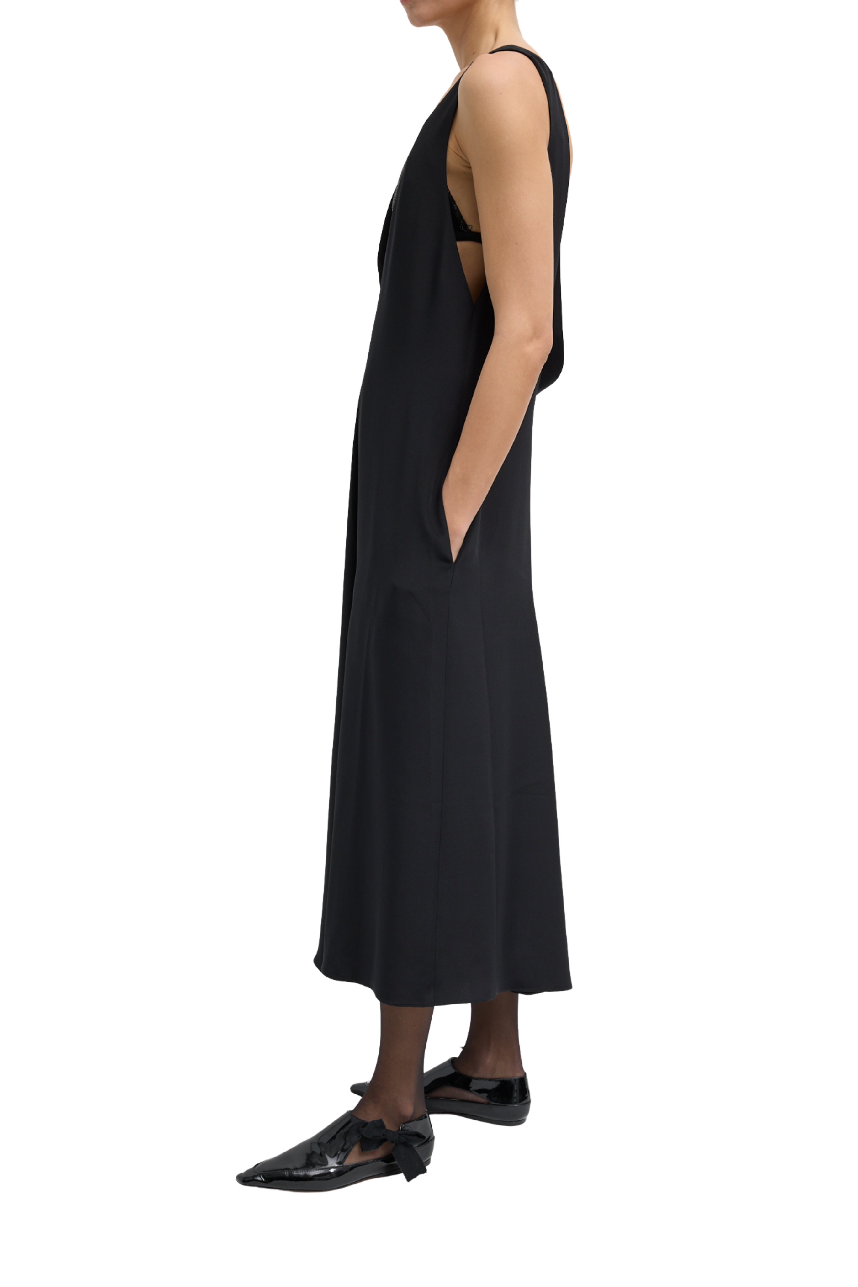 4 Ply Silk V-Neck Dress with Bra