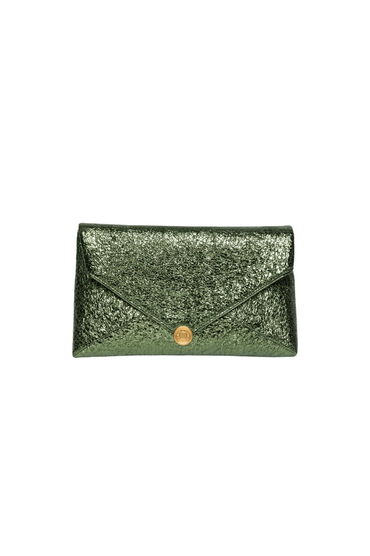 Metallic Crinkle Envelope Clutch