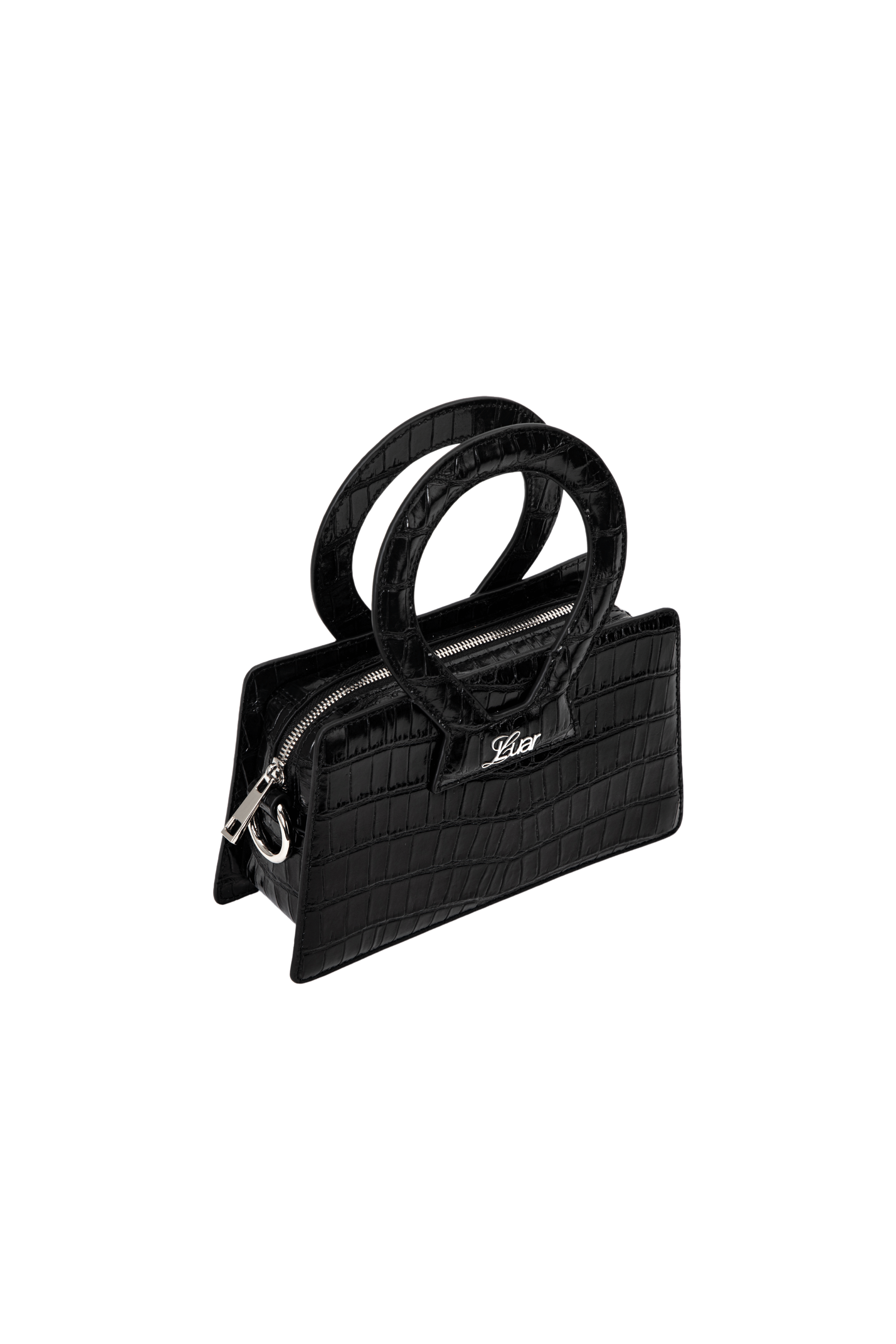 LUAR Ana Small Black Croc Bag