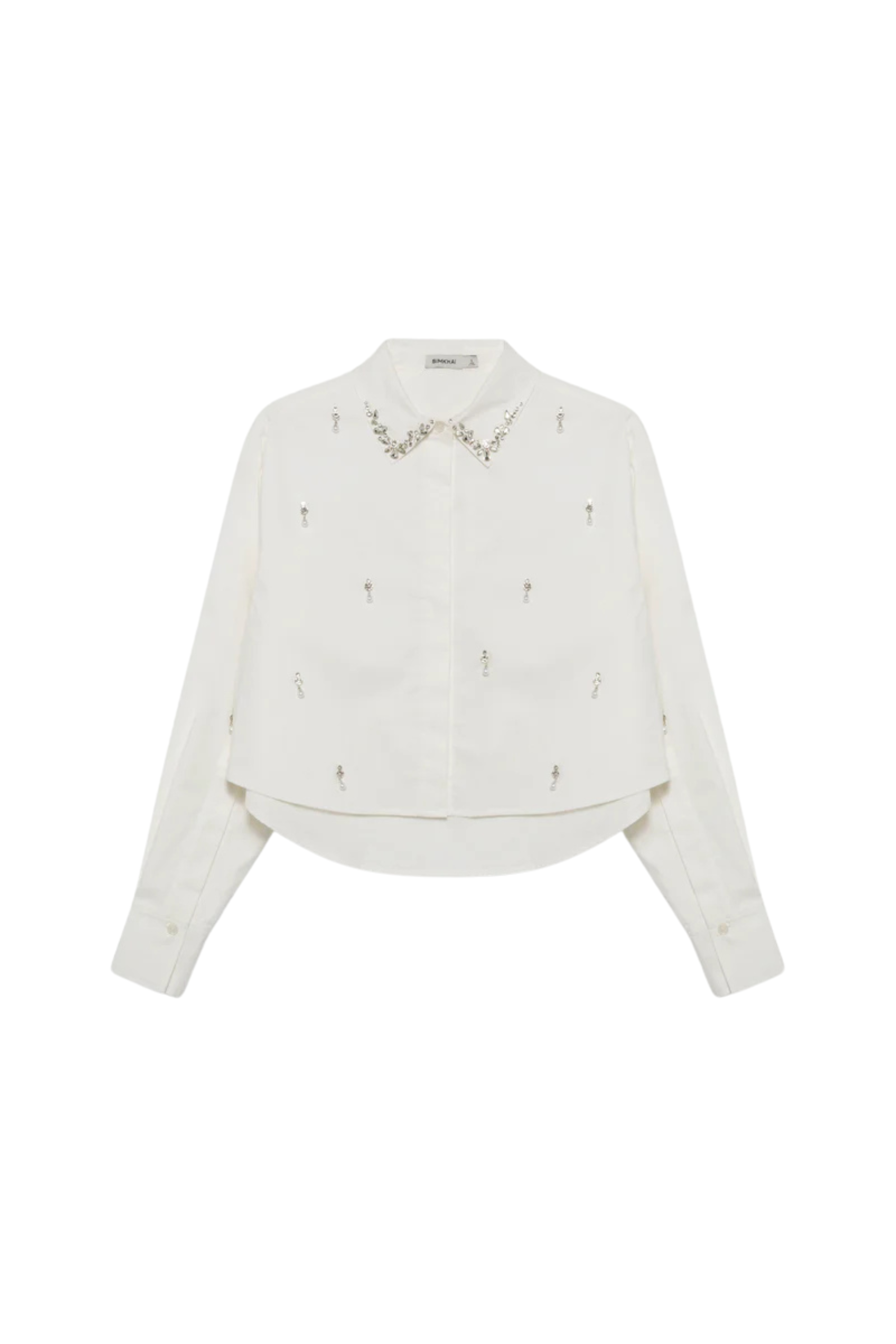 Renata Embellished Cropped Button Down Shirt