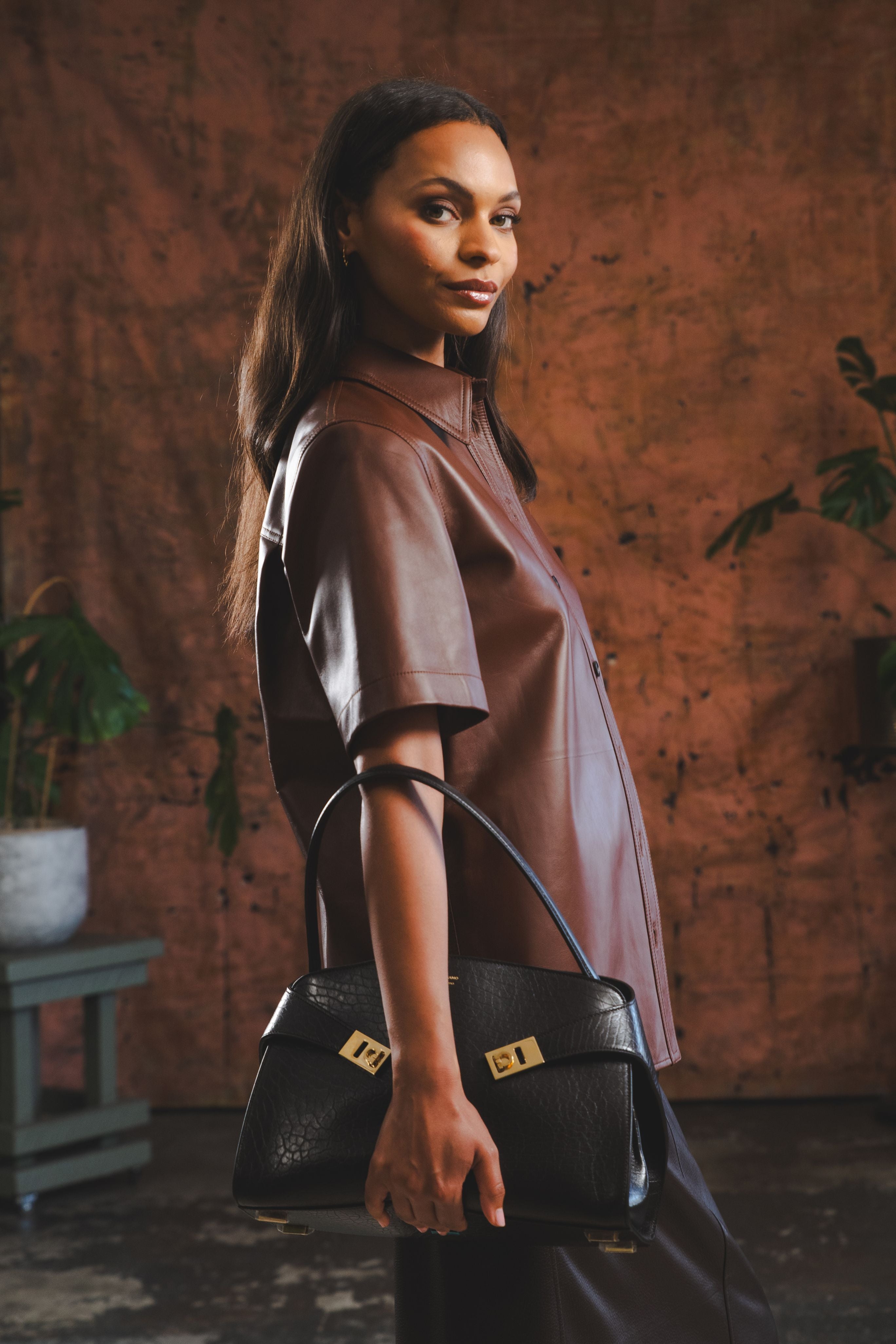 Short Sleeve Leather Shirt