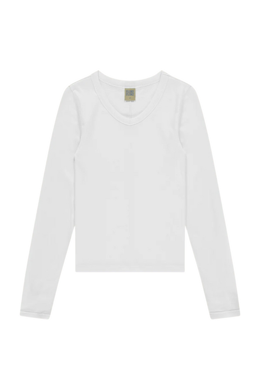 FLORE FLORE Jill V-Neck Tee in White