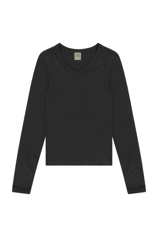 FLORE FLORE Jill V-Neck Tee in Black