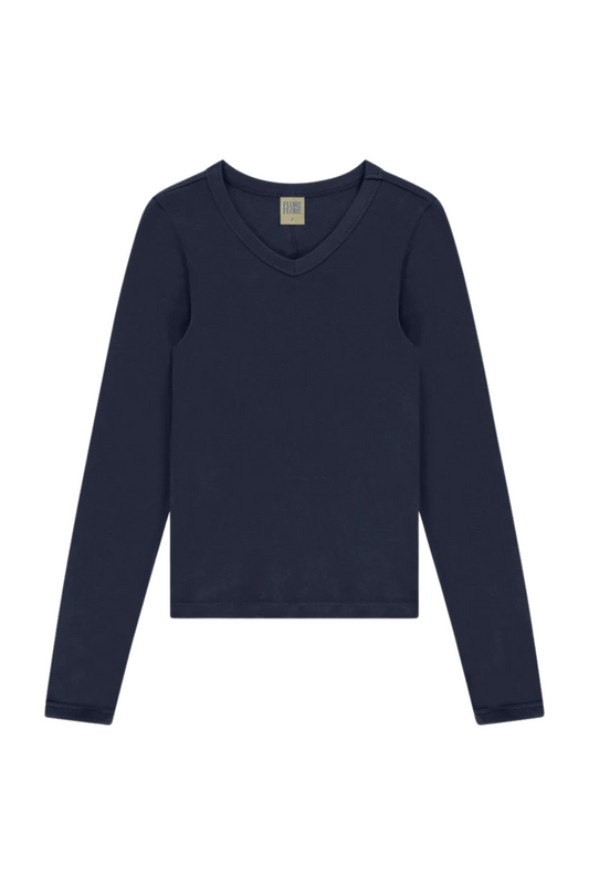 FLORE FLORE Jill V-Neck Tee in Navy