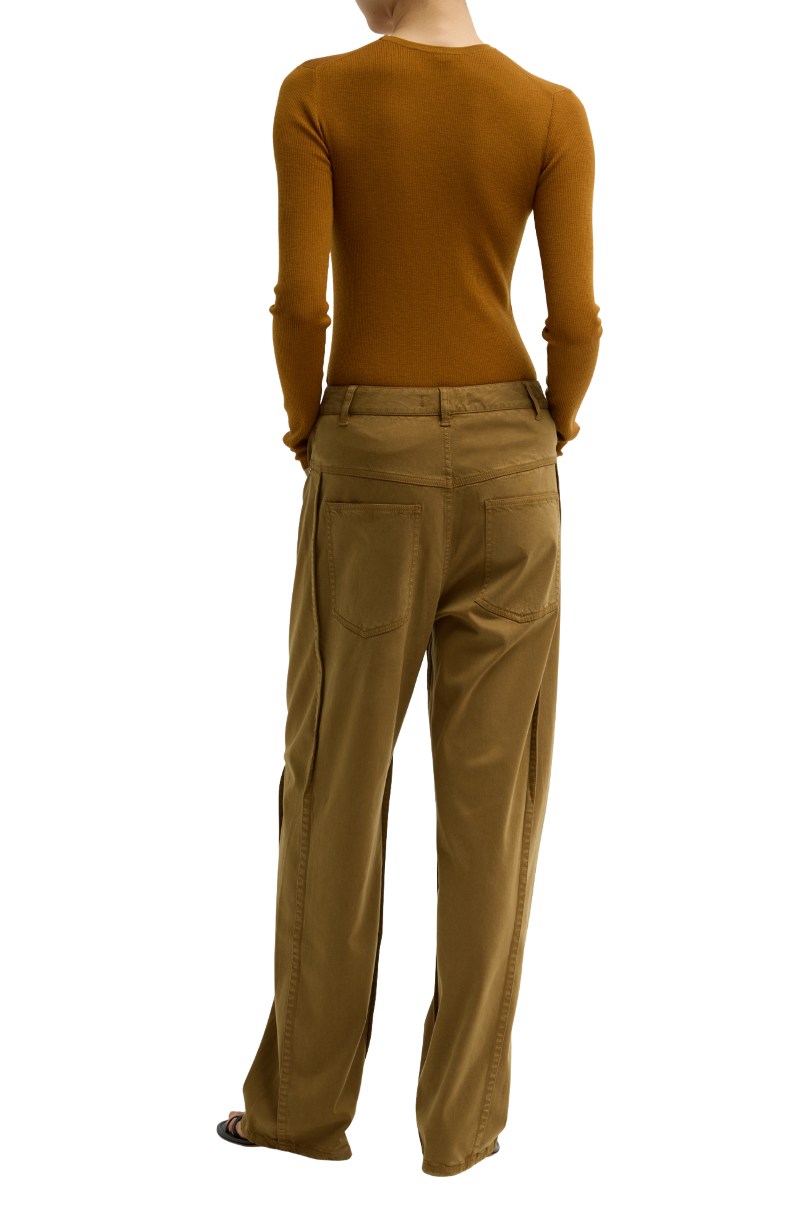 Garment Dyed Stretch Twill Tuck Pant - Brown