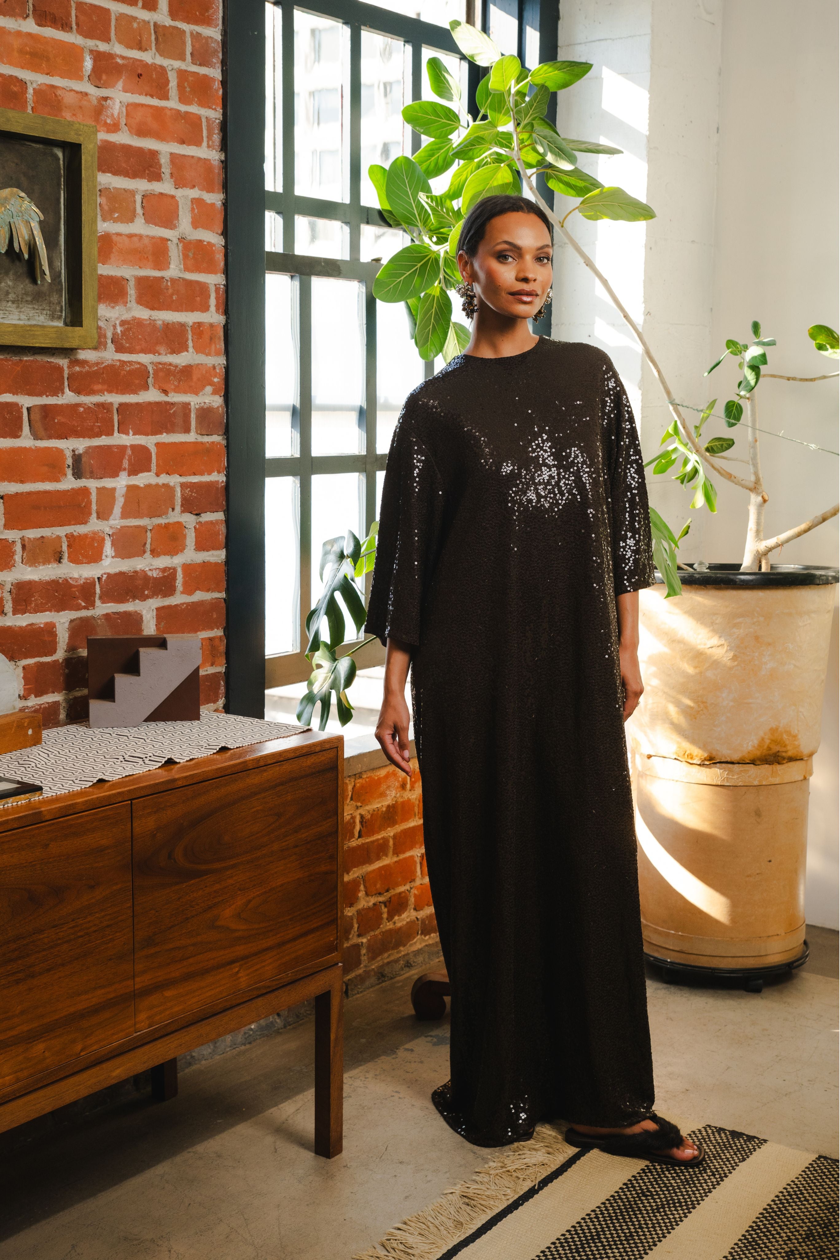 Embroidered Caftan Gown