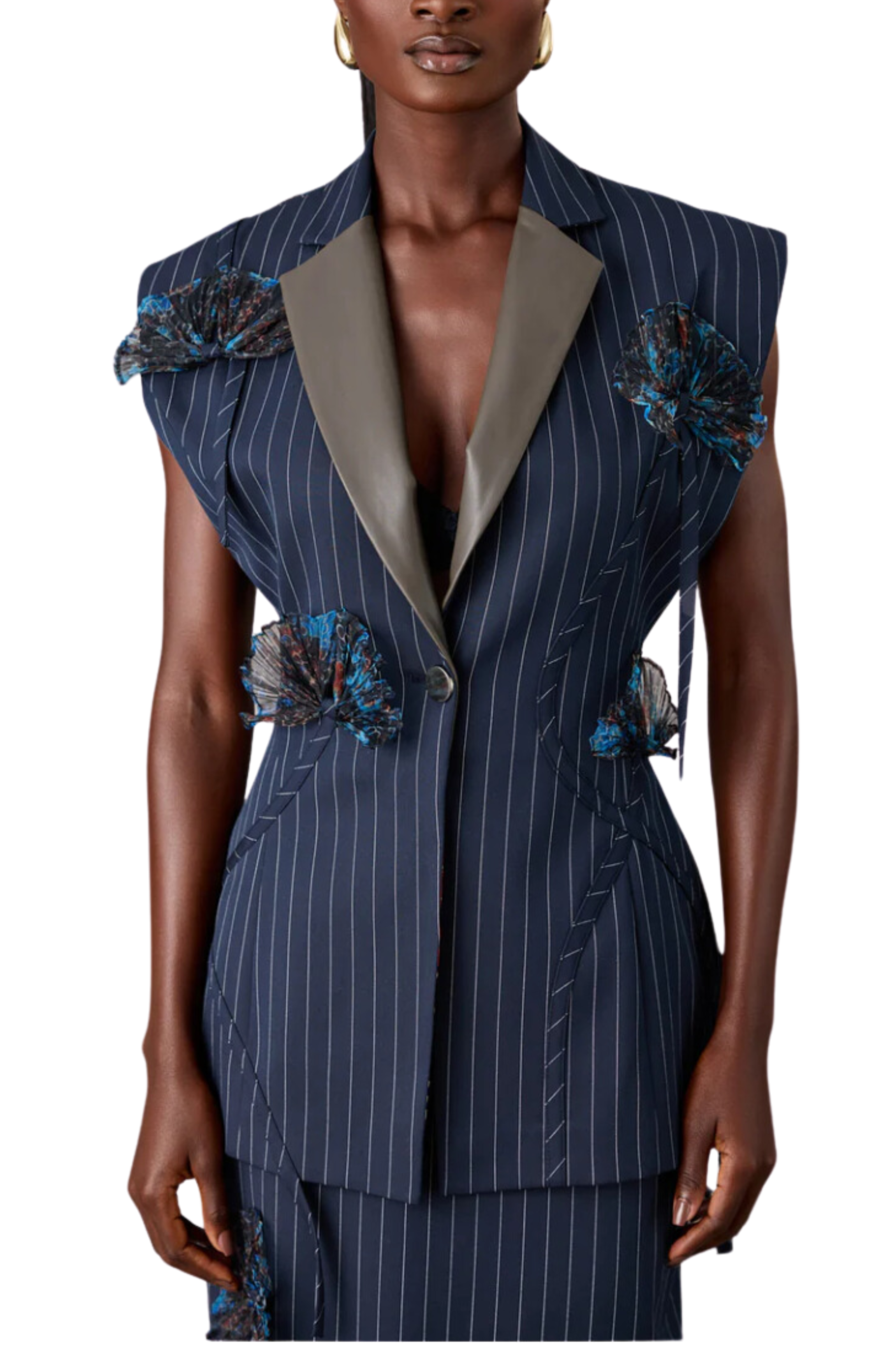 Gia Navy Pinstripe Vest