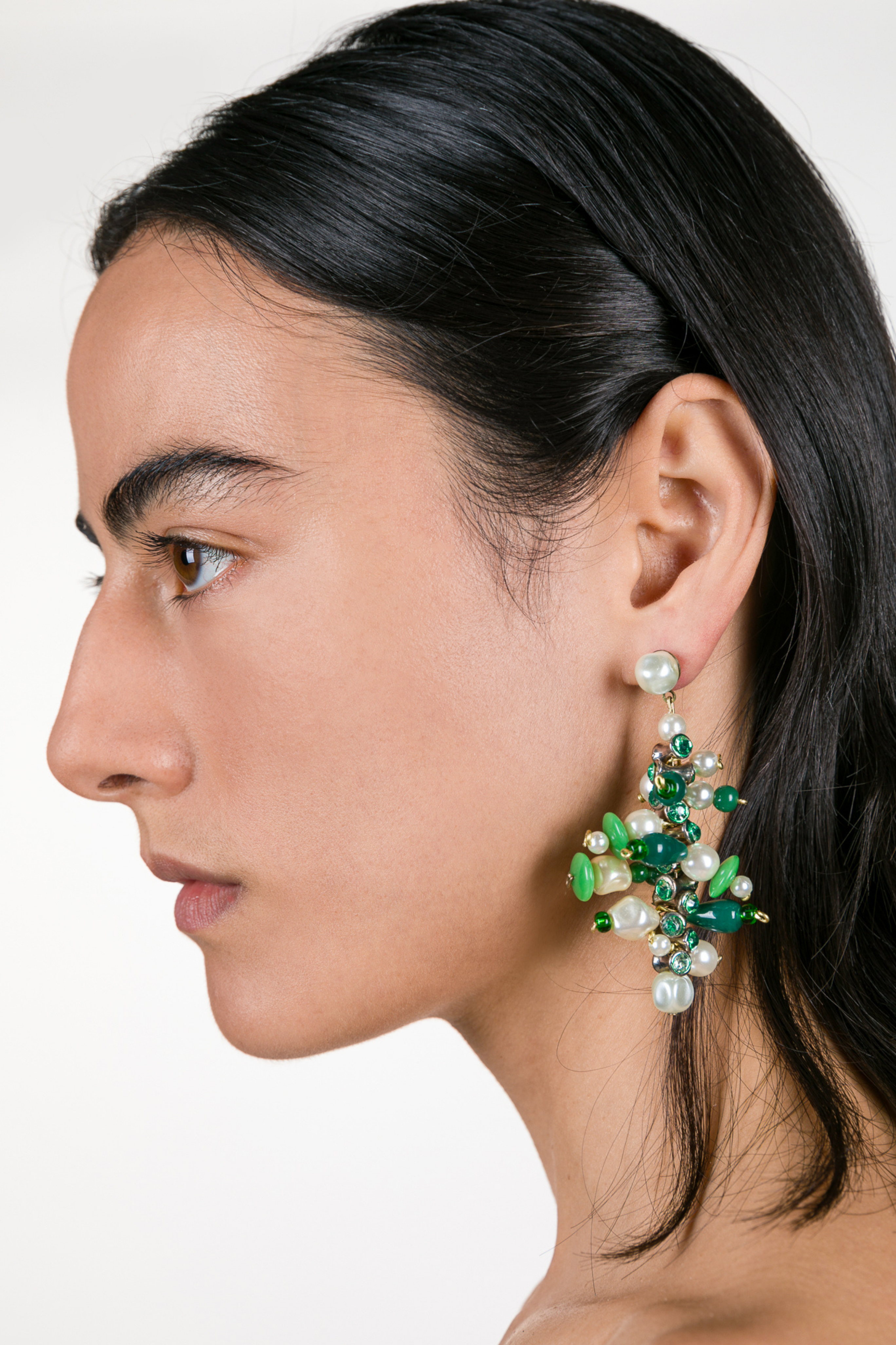 Soft Chain Earrings in Green