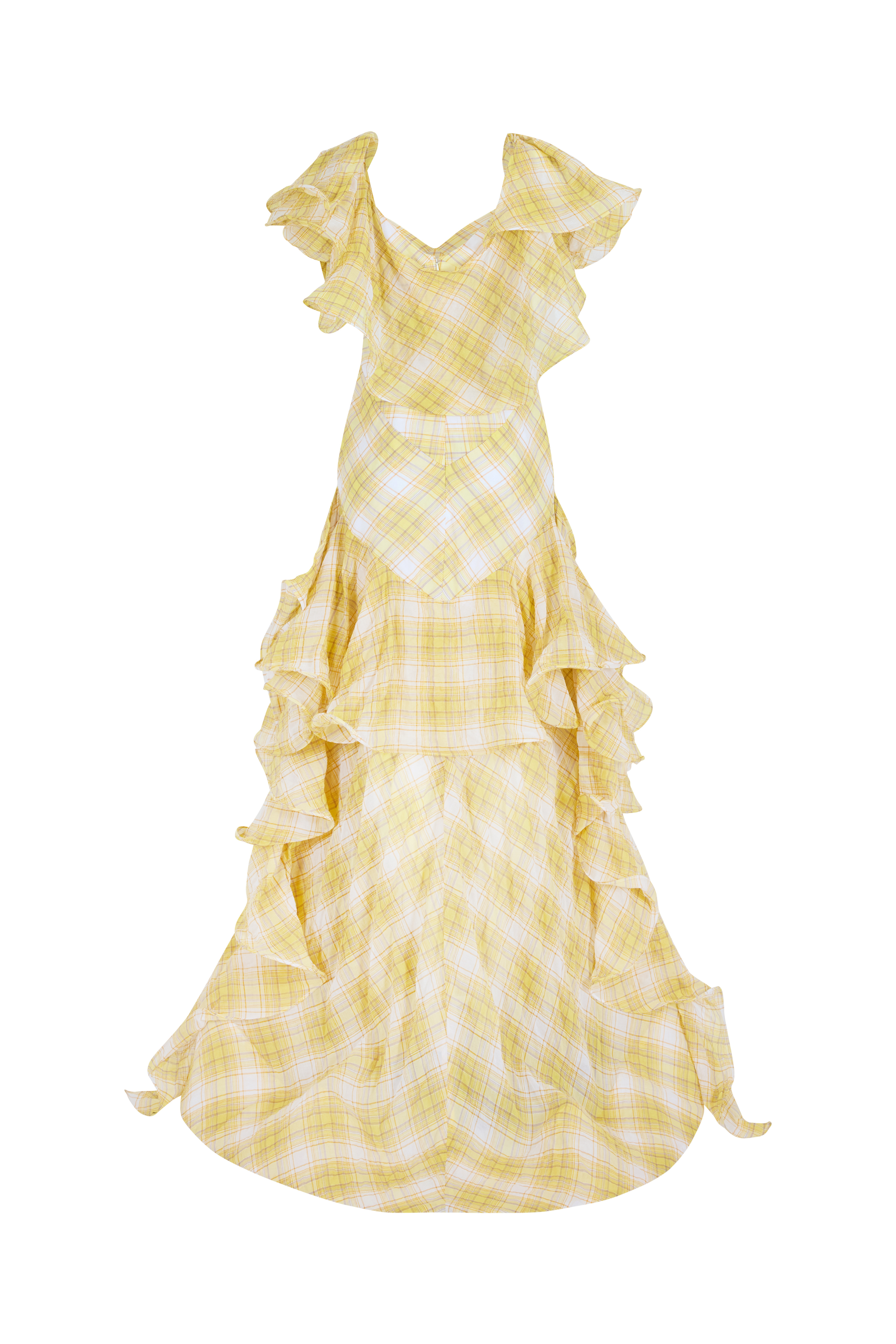 Plaid Tiered Ruffle Gown