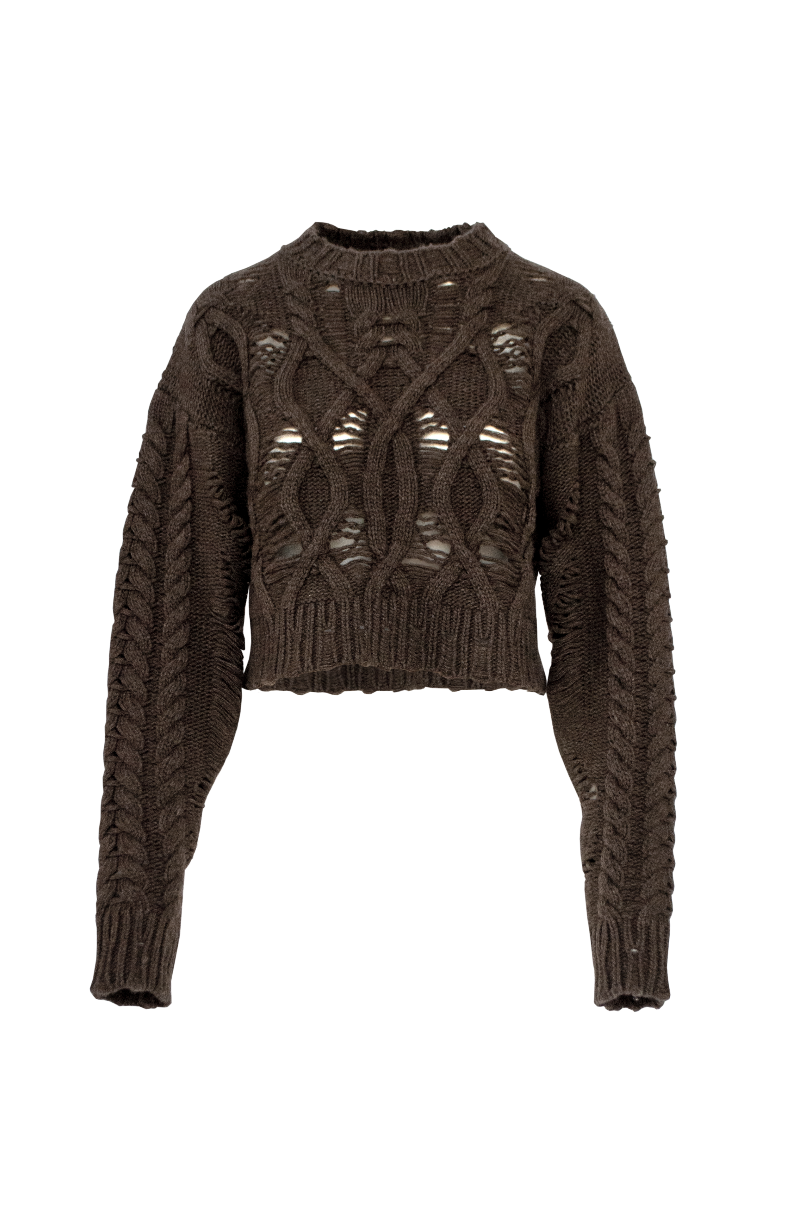 Crop Brown Cable Sweater