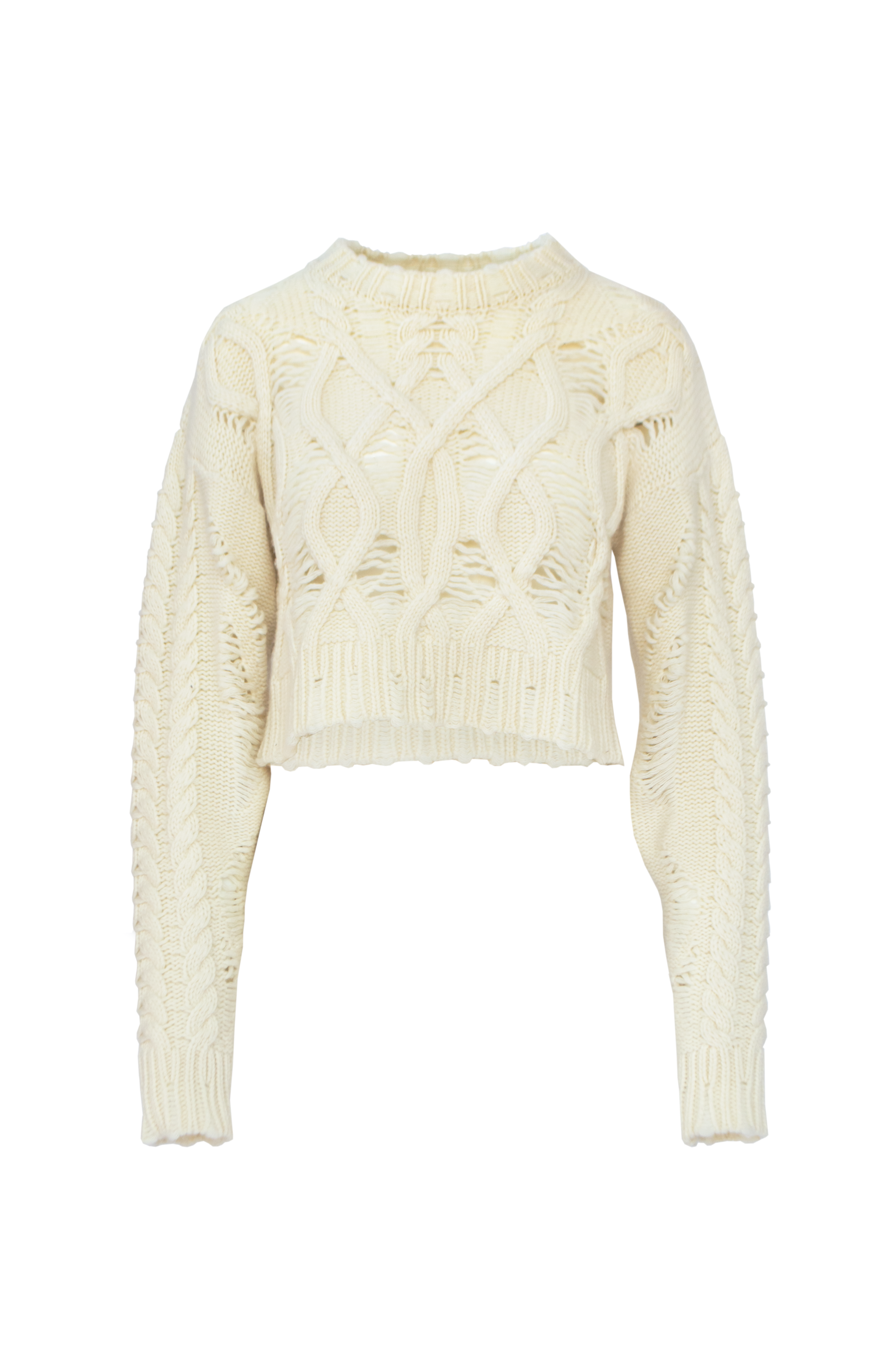 Crop Ivory Cable Sweater