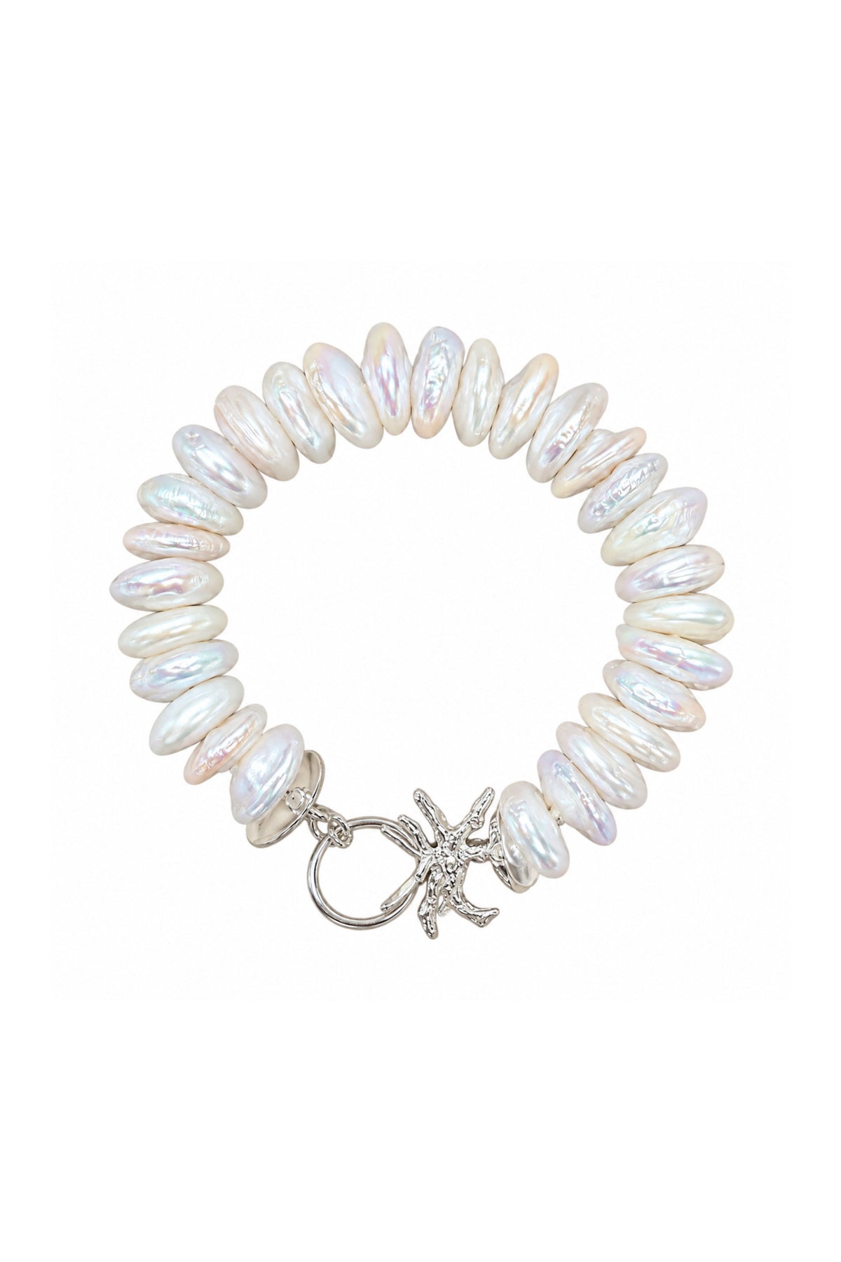 Coin Pearl Bracelet With Sterling Coral Closure