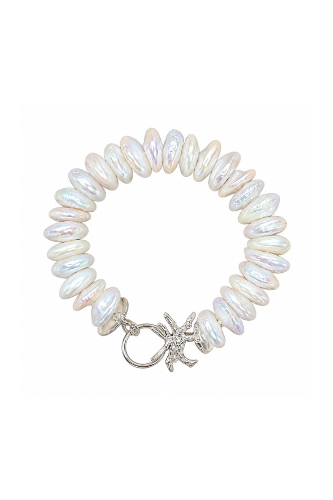 Exclusive - Coin Pearl Bracelet With Sterling Coral Closure