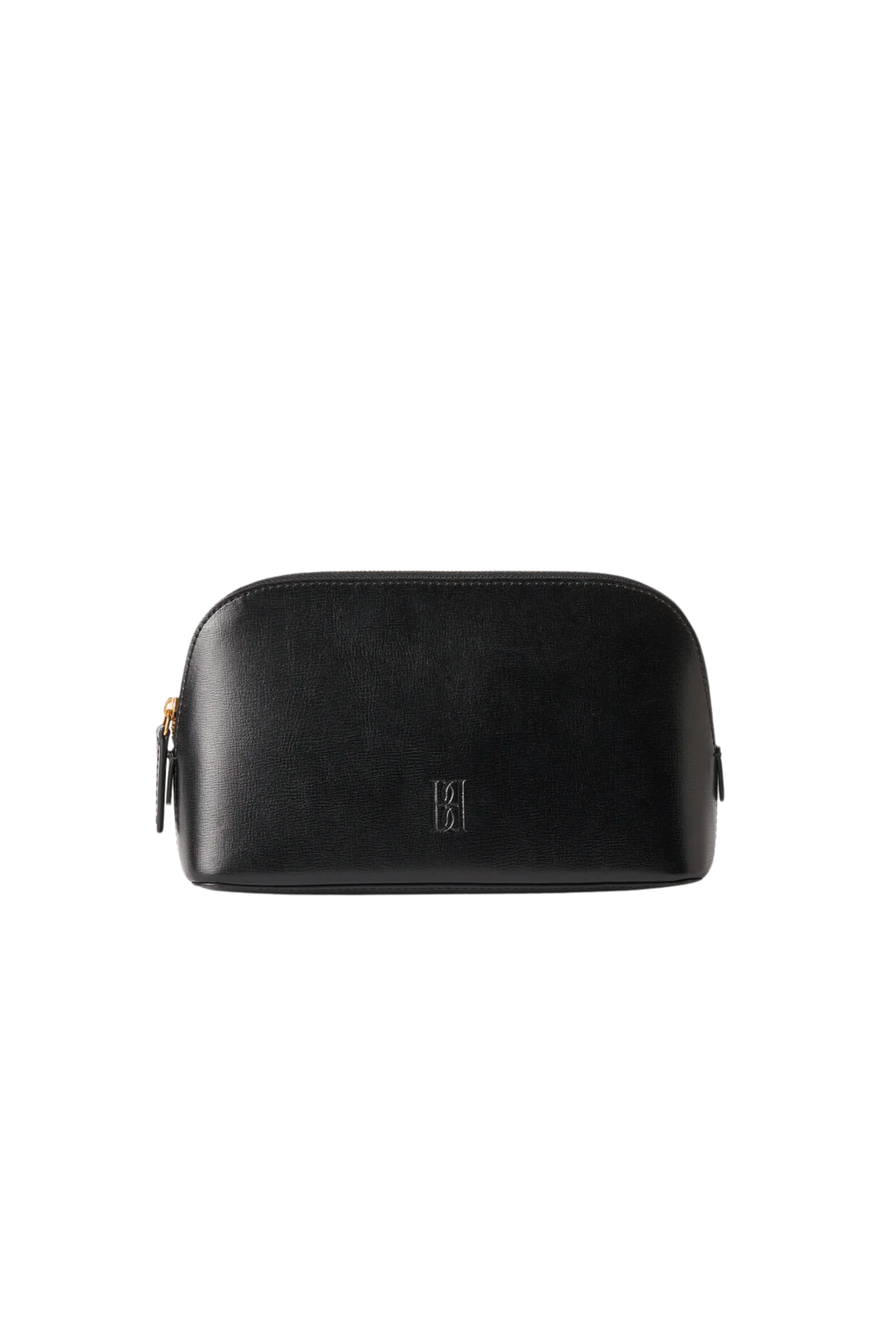Aya Small Black Leather Makeup Travel Pouch