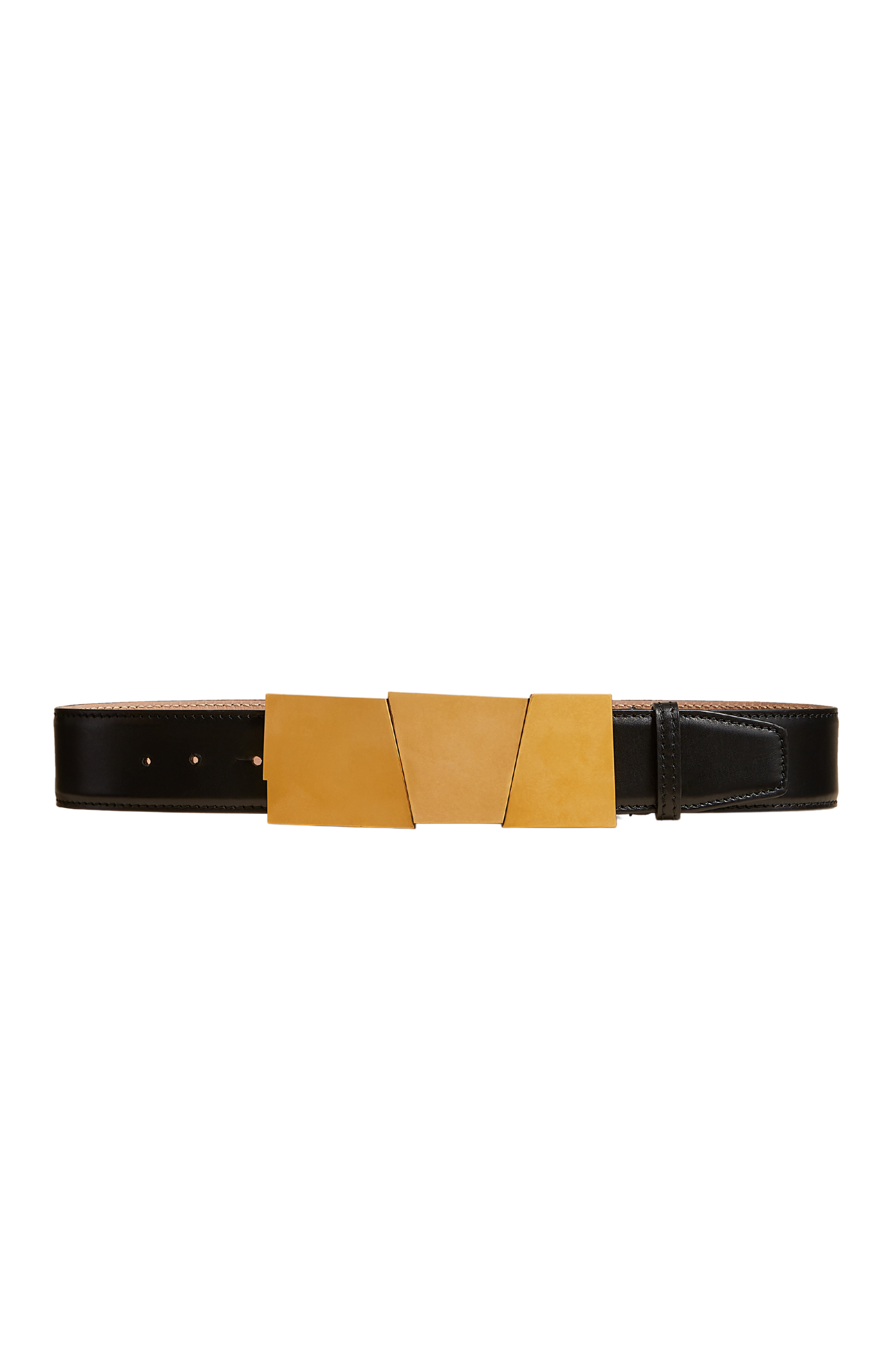 KHAITE Axel Gold Leather Belt