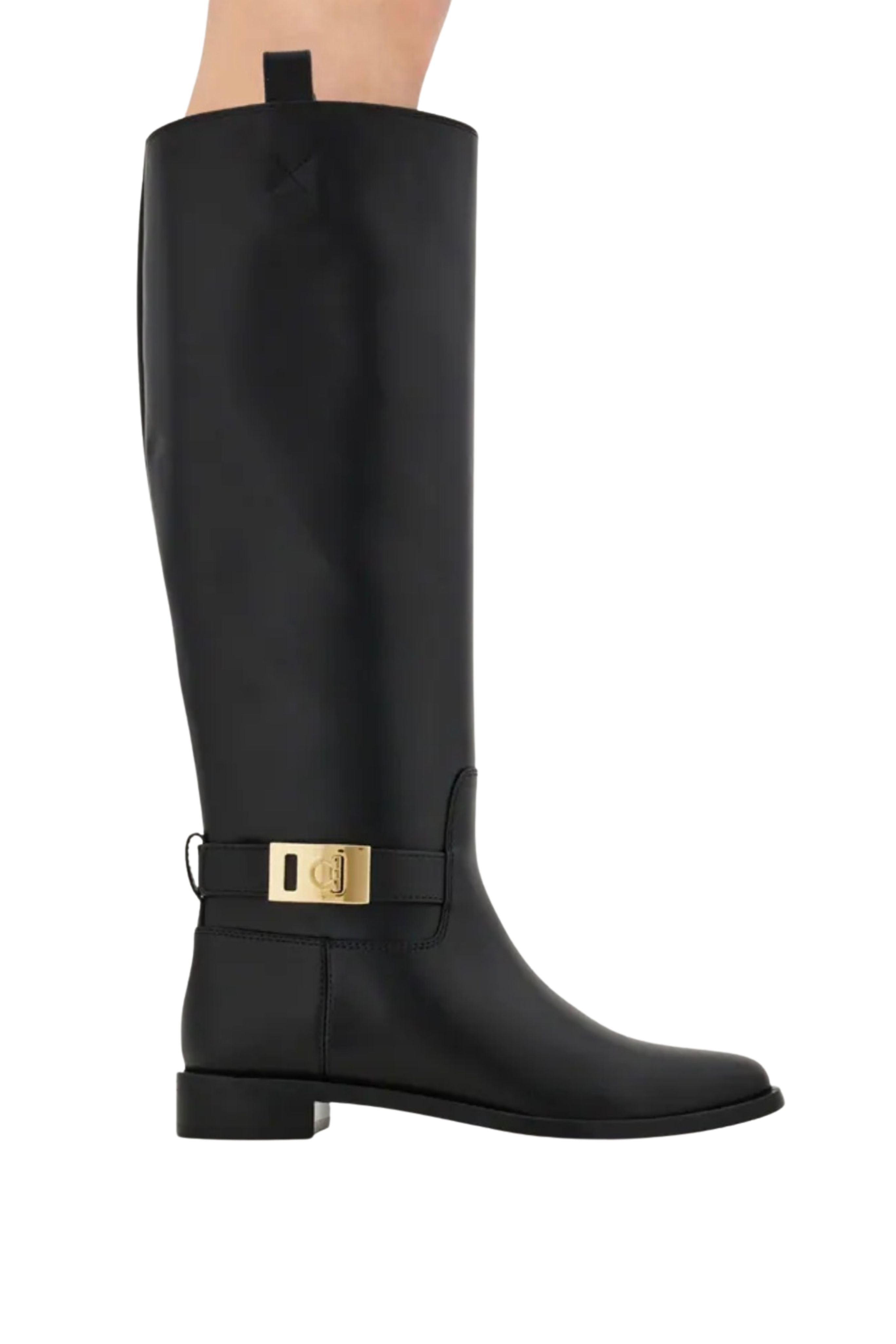 Knee High Boot with Hug Buckle Detail